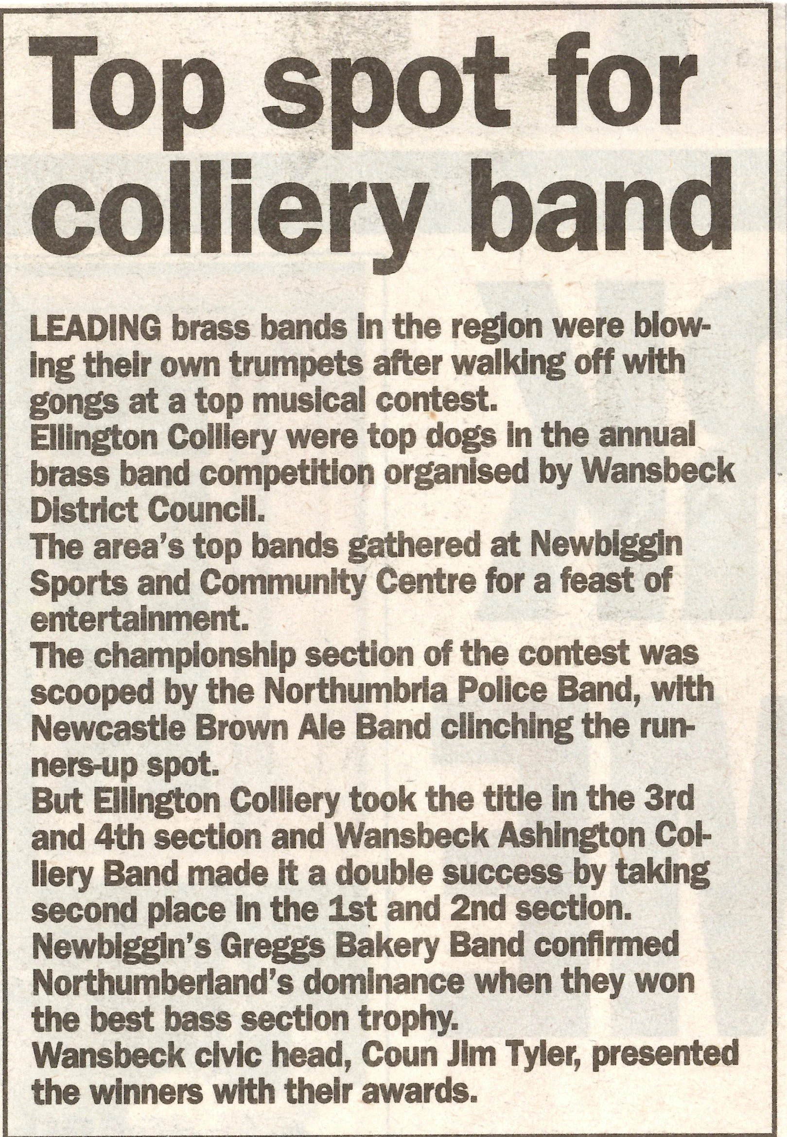 Top Spot for Colliery Band