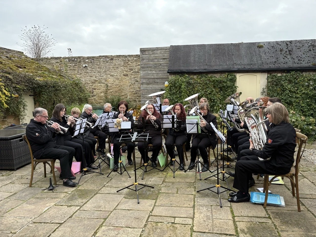 Waiting for the bride to arrive at Shortflatt Tower.