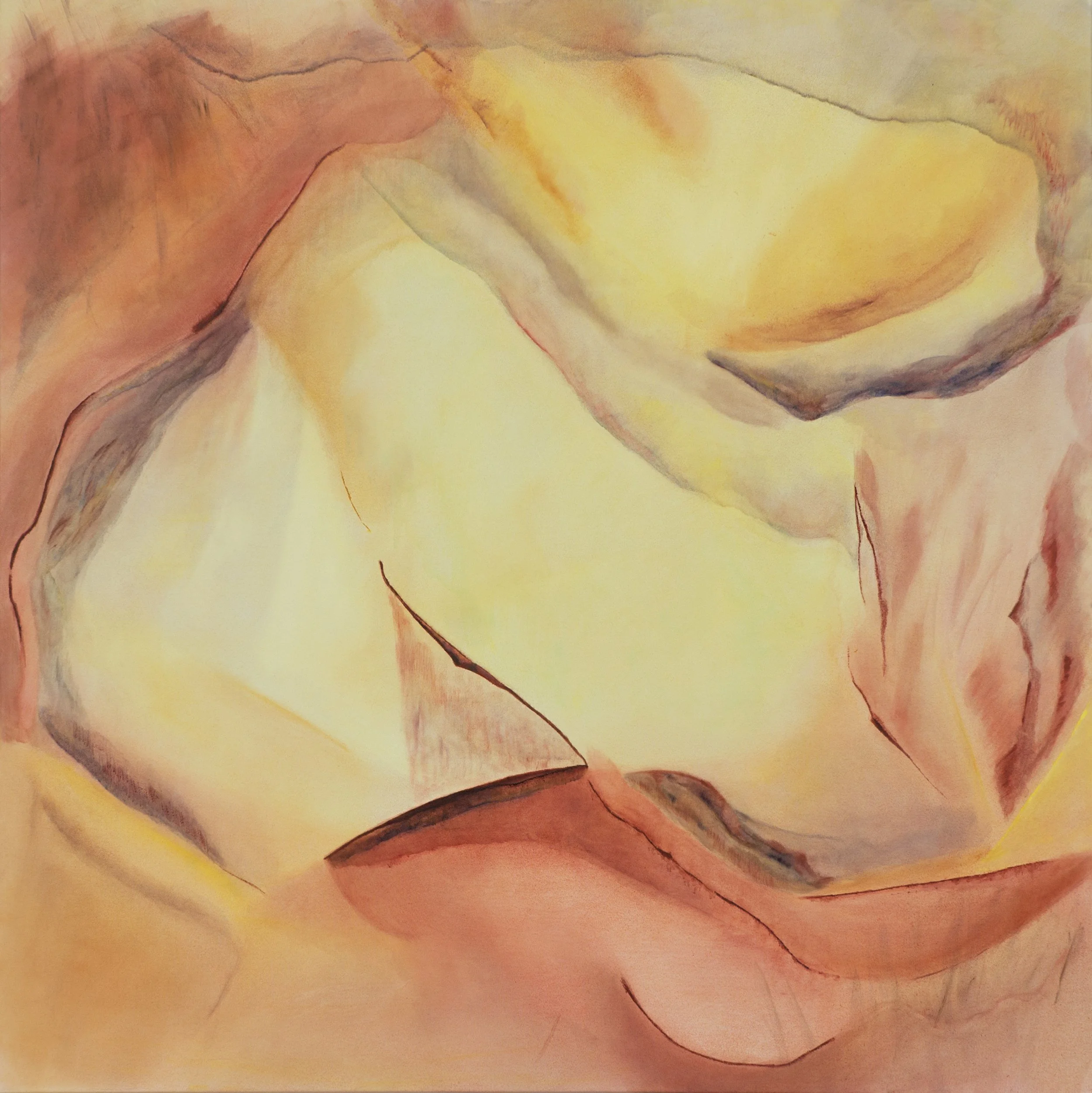  A seismic bruise (2026).  Oil on canvas, 48” x 48” 