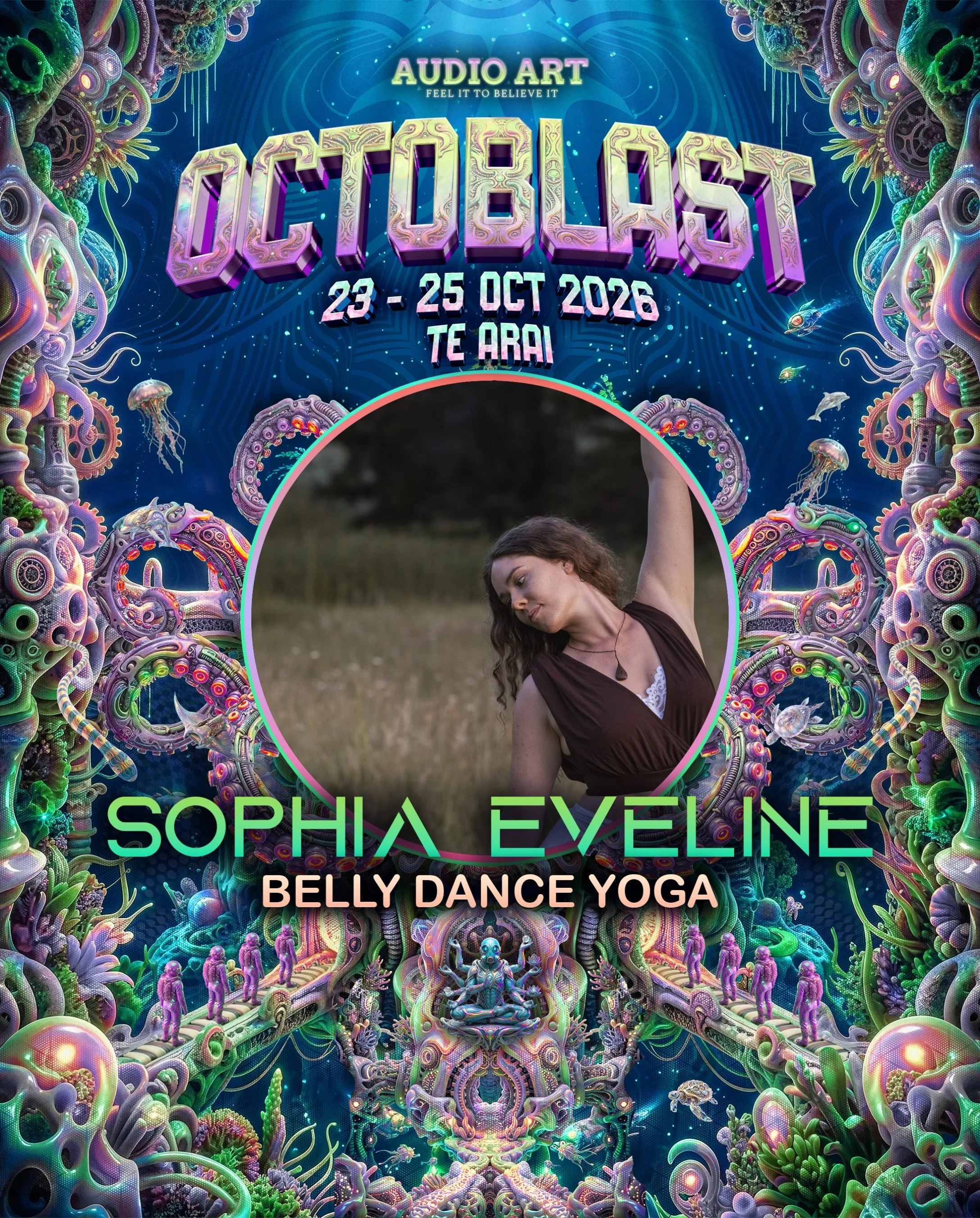 Bringing two of my favourite things together with a Belly dance and Yoga fusion workshop at Octoblast this weekend 🐙💃

This workshop blends the grounding qualities of yoga with the structure, rhythm, and playful nature of belly dance. Together, the