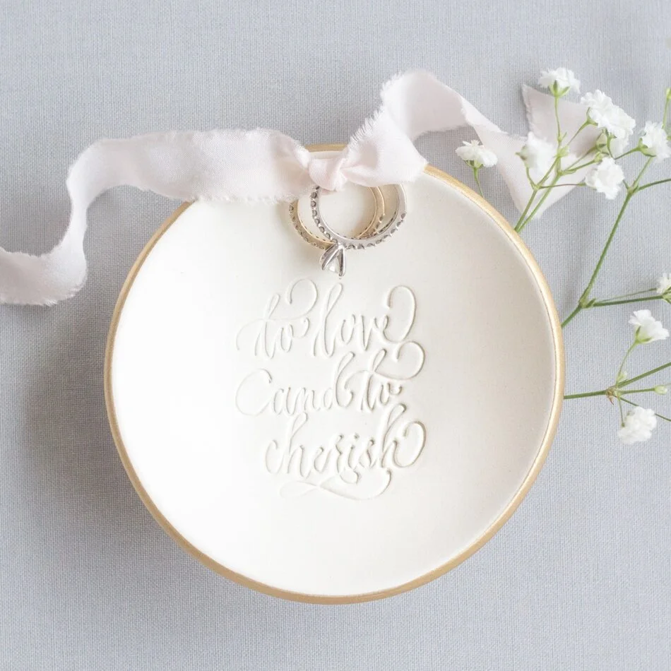 Calligraphy Heirloom Ring Bearer Bowl