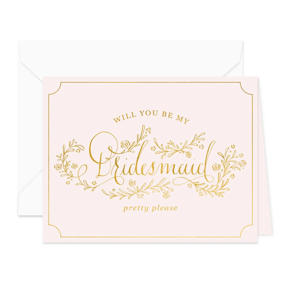 Pale Pink Floral Bridesmaids Card