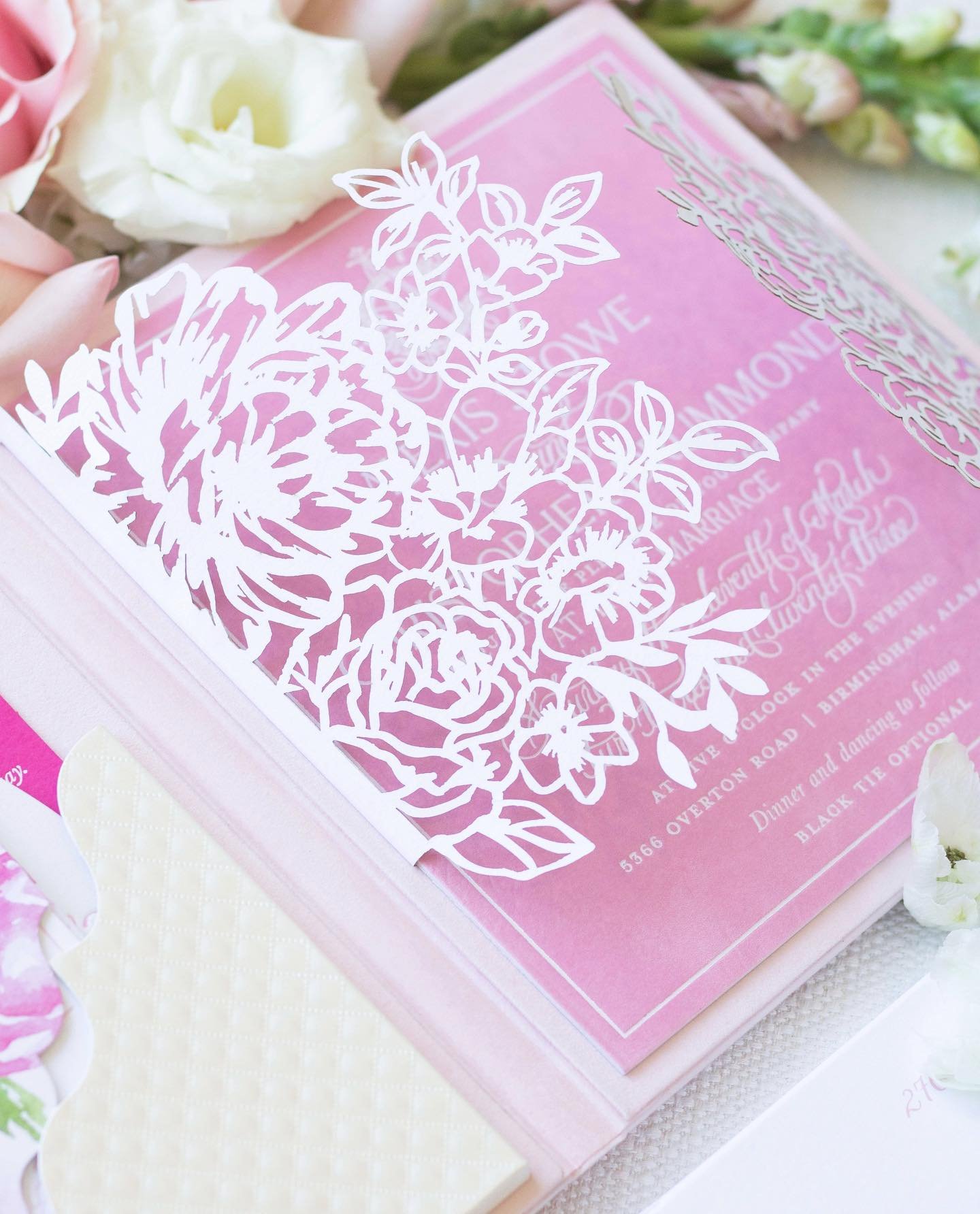 The intricate laser cut florals made this invitation suite unforgettable for their guests! Swipe to see more details 💗

#karaanne_paper #luxurywedding #luxuryweddinginvitations #lasercut #customweddinginvitations #unforgettable #birminghamwedding #a