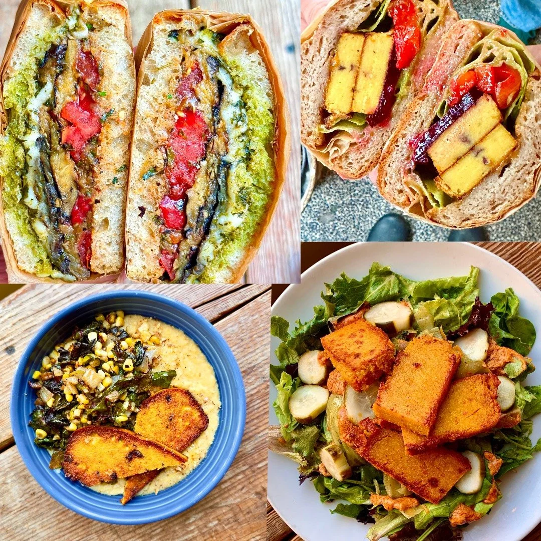 Feeling like you want to eat more plant-based?? We&rsquo;ve got lots of options 🙌
Eggplant Deluxe &bull; Caesar Tofu &bull; Buffalo Tofu - Salad Style &bull; Grits with Tofu