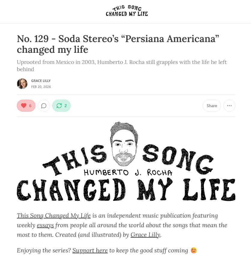 Persiana America - guest post on 'This Song Changed My Life' 