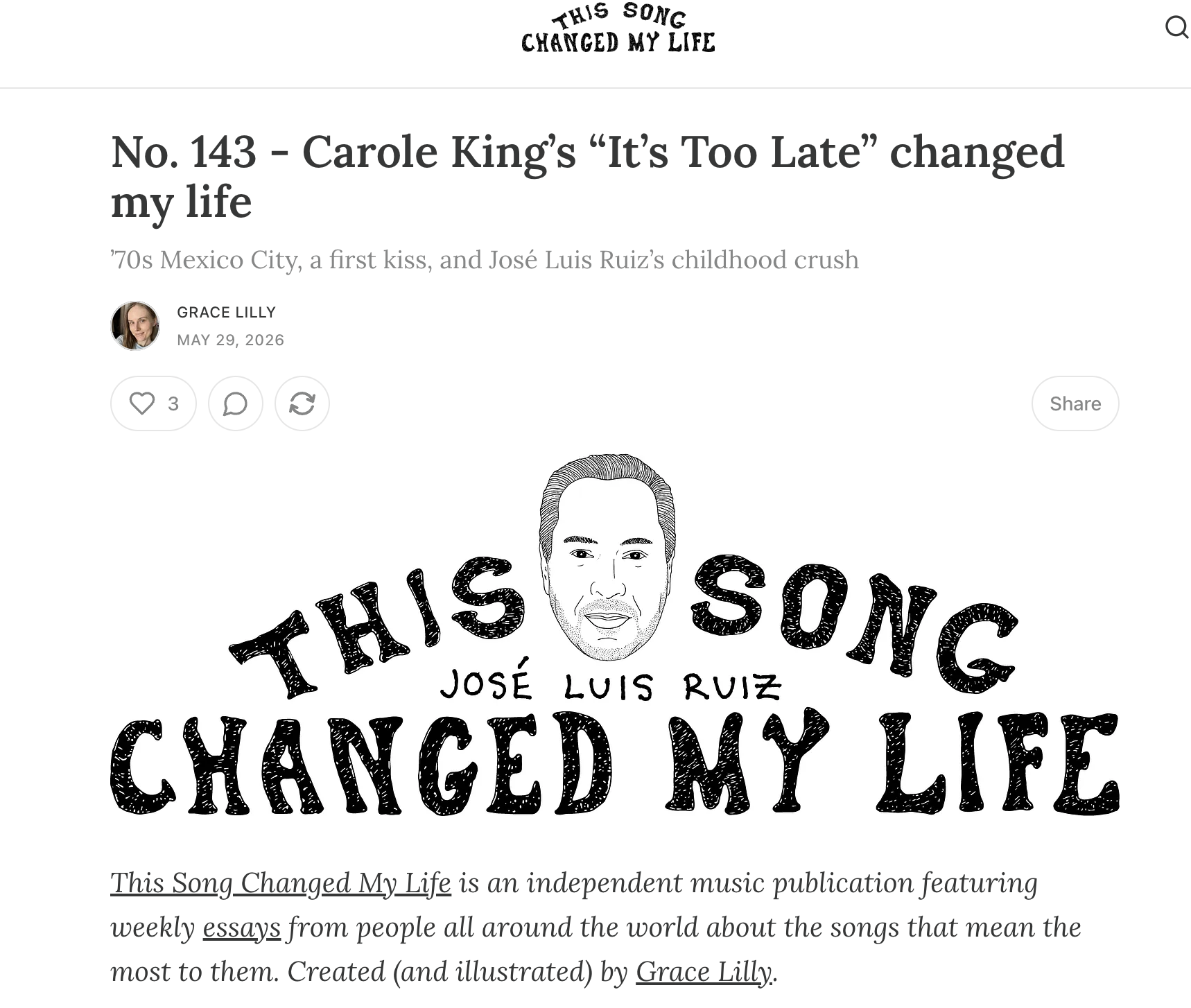 Translation of Jose Luis Ruiz's Essay on 'This Song Changed My Life' 