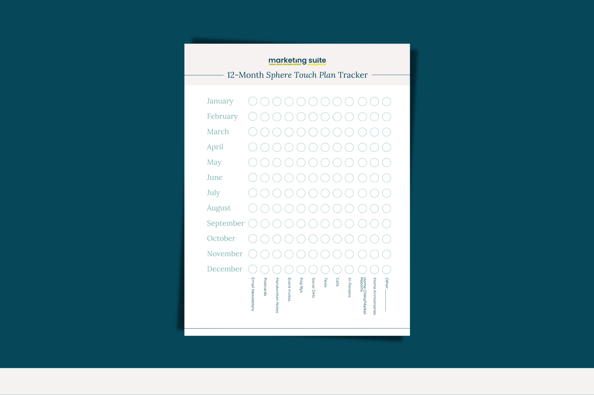 Sphere Touch Plan Tracker by Month - Printable