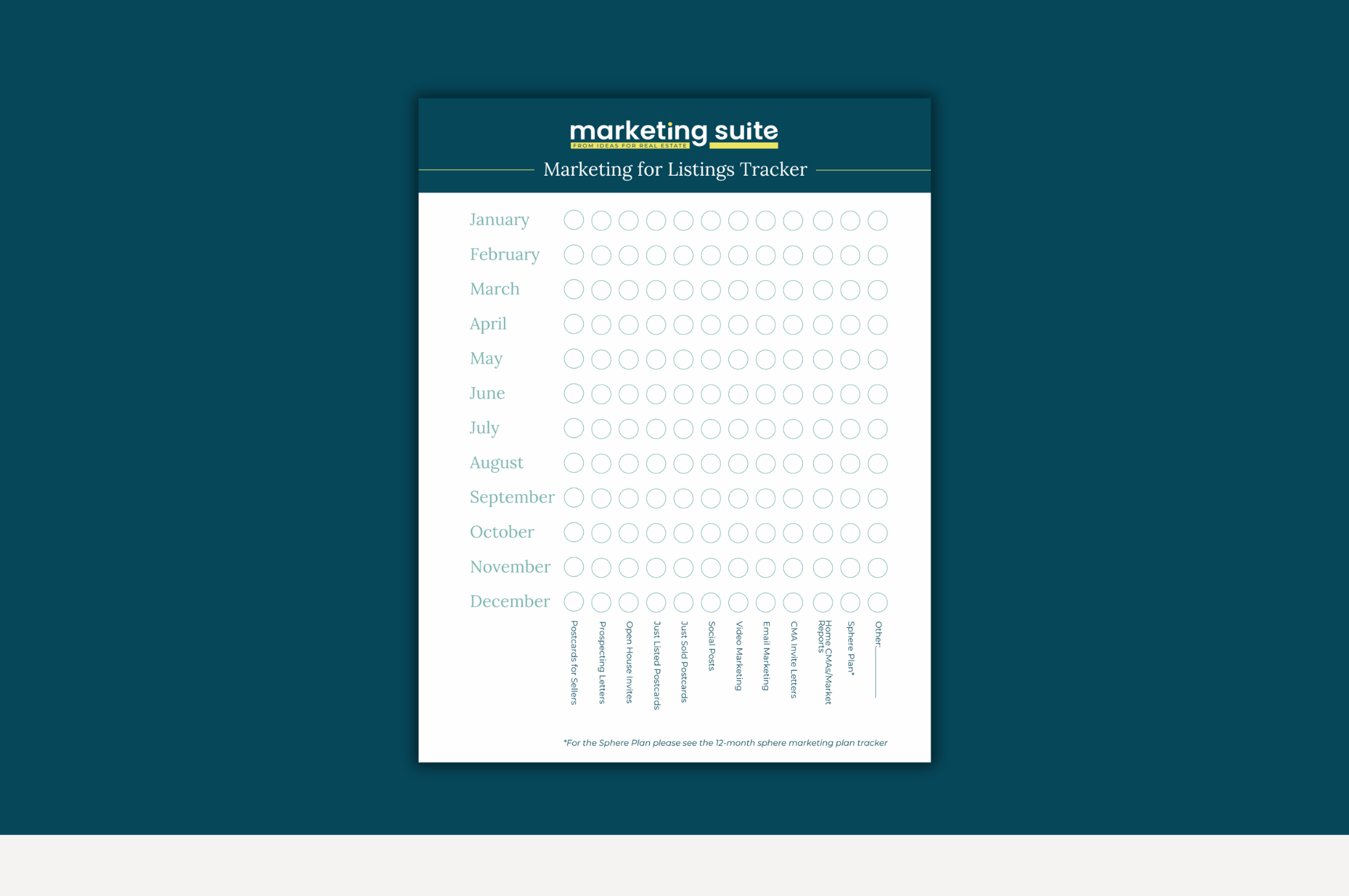 12-Month Prospecting for Listings Tracker - Printable