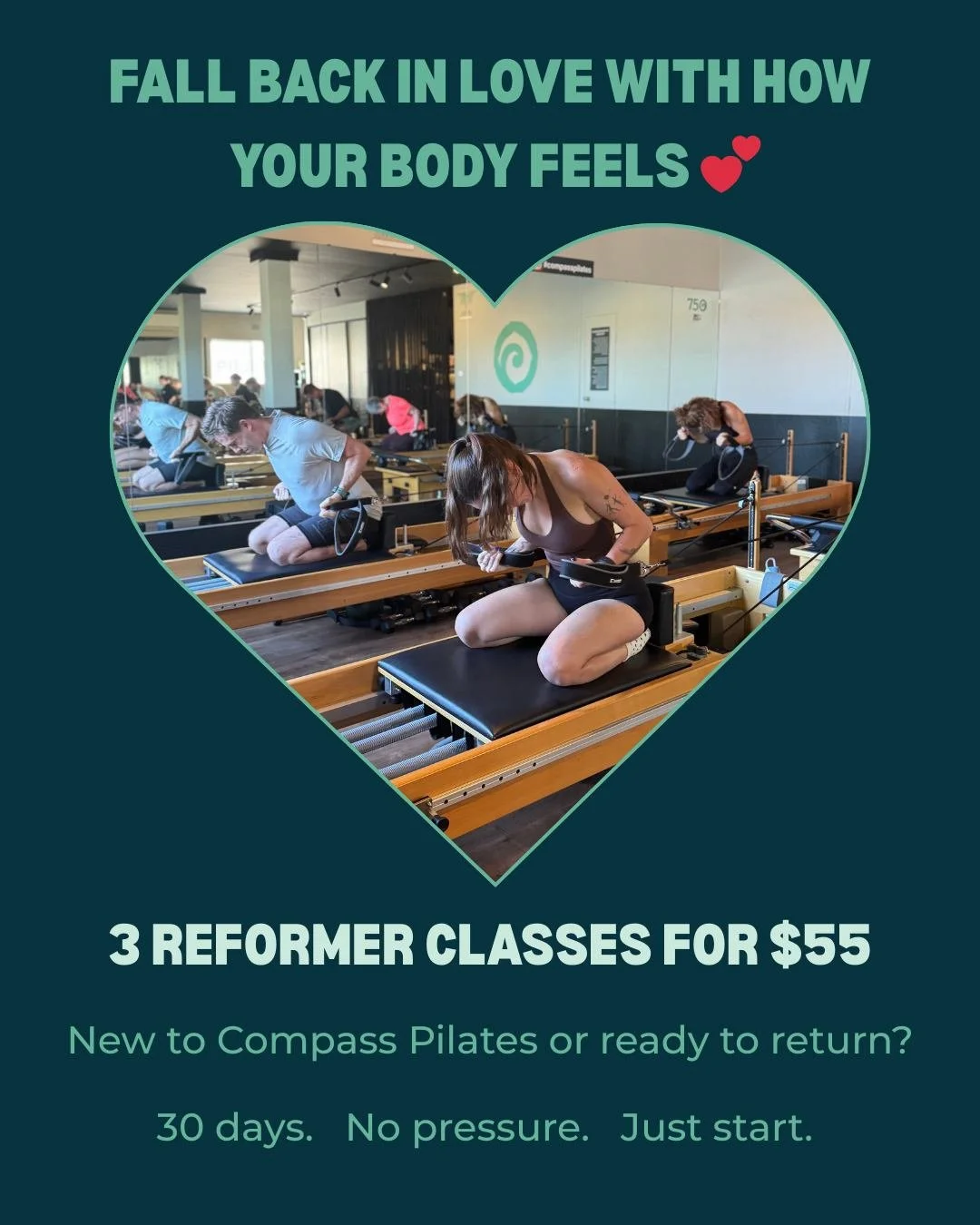 Love Pilates?
Or ready to fall back in love with moving again? 💘

This Valentine&rsquo;s Week, we&rsquo;re opening the door to something simple and powerful.

3 Reformer Pilates classes for $55.

This offer is perfect if
💚 You&rsquo;re brand new to