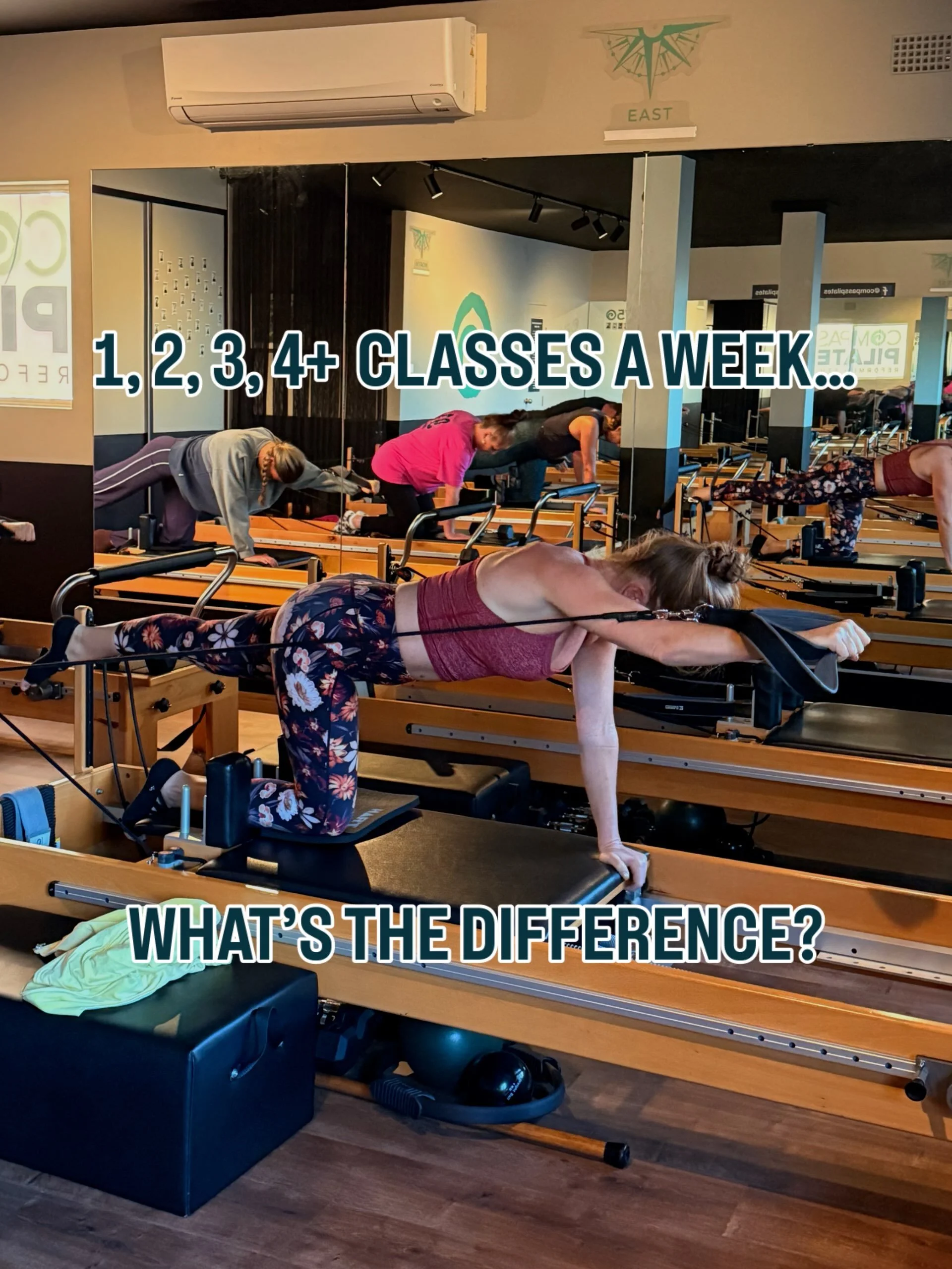 How often should you do reformer Pilates? 🤔💪

The answer depends on your goals, your lifestyle, and what you want to get out of your movement practice.

✨ 1 class/week - SPARK 

💥 2 classes/week - IGNITE 

💪 3 classes/week - ELEVATE

🔥 4+ classe