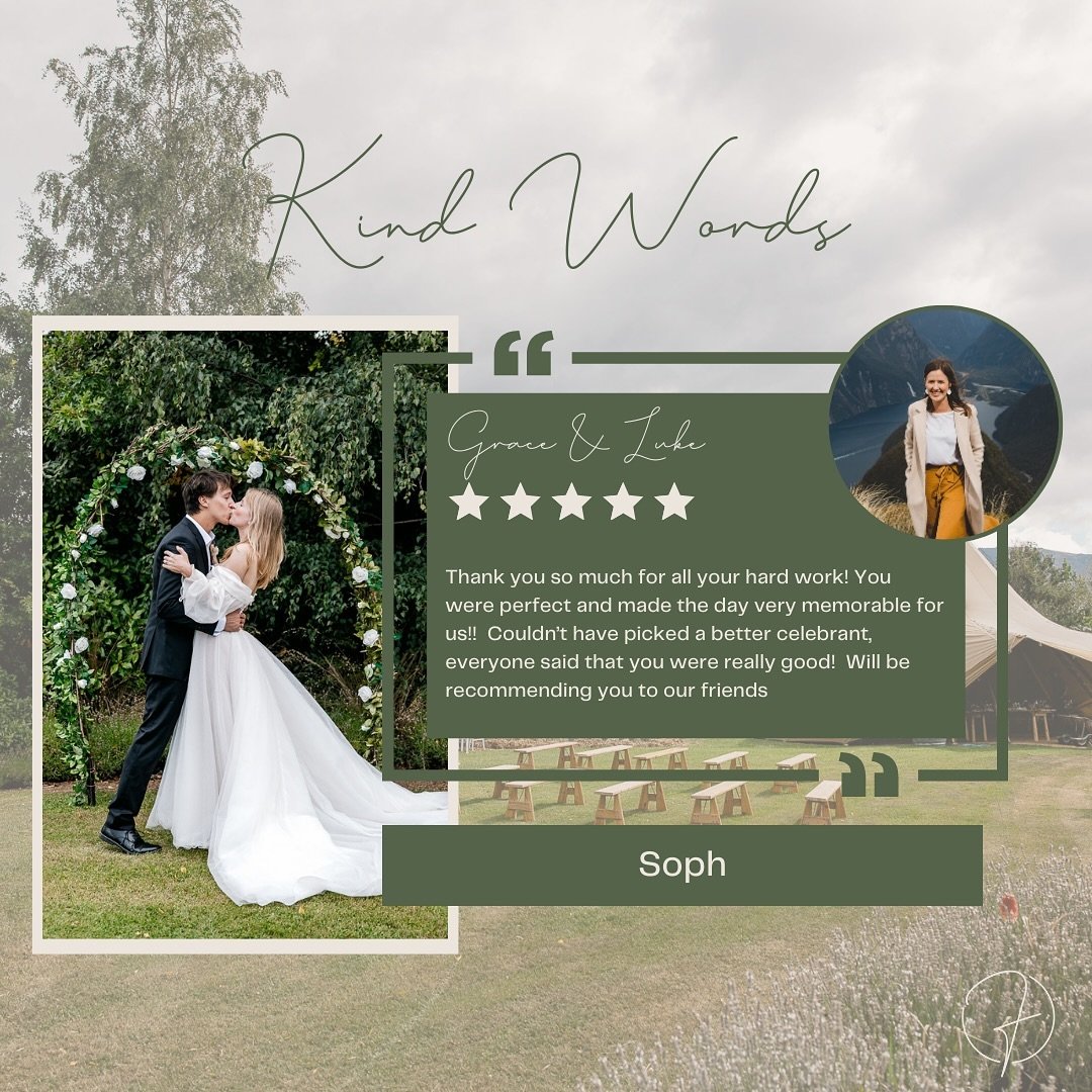 ⭐️⭐️⭐️⭐️⭐️

&ldquo;Thank you so much for all your hard work! You were perfect and made the day very memorable for us!! Couldn&rsquo;t have picked a better celebrant, everyone said that you were really good!  Will be recommending you to our friends&rd