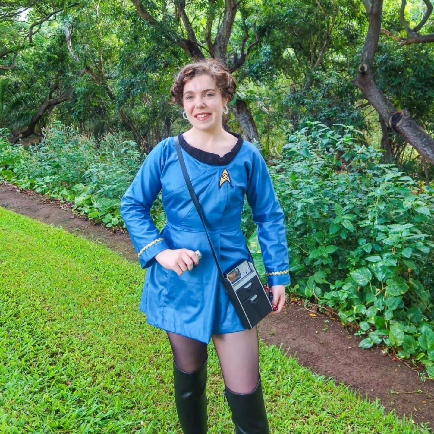 Day 31: All Hallow&rsquo;s Eve #fallforcostume Happy Halloween from the USS Enterprise! This is my third iteration of the Star Trek TOS uniform. I am very happy with how it came out and that I finally got some 1960s earrings to bring the look togethe