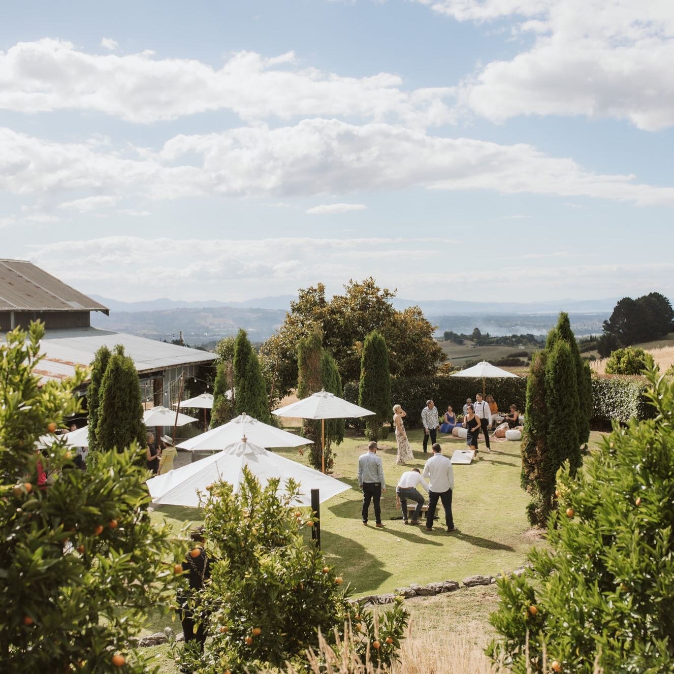 Let&rsquo;s admit not every loves the heat and rays from the sun. Providing shade and activities like games for your guests enjoyment is a great bonus and looks super stylish.

Photo @anagalloway