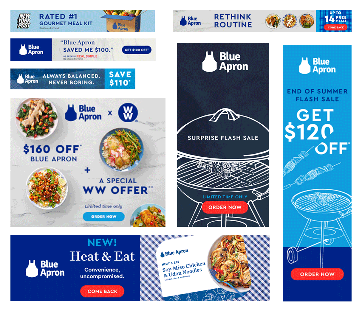  Various affiliate banners &amp; gifs, ads, email design and in-app notification designs for  Blue Apron . 