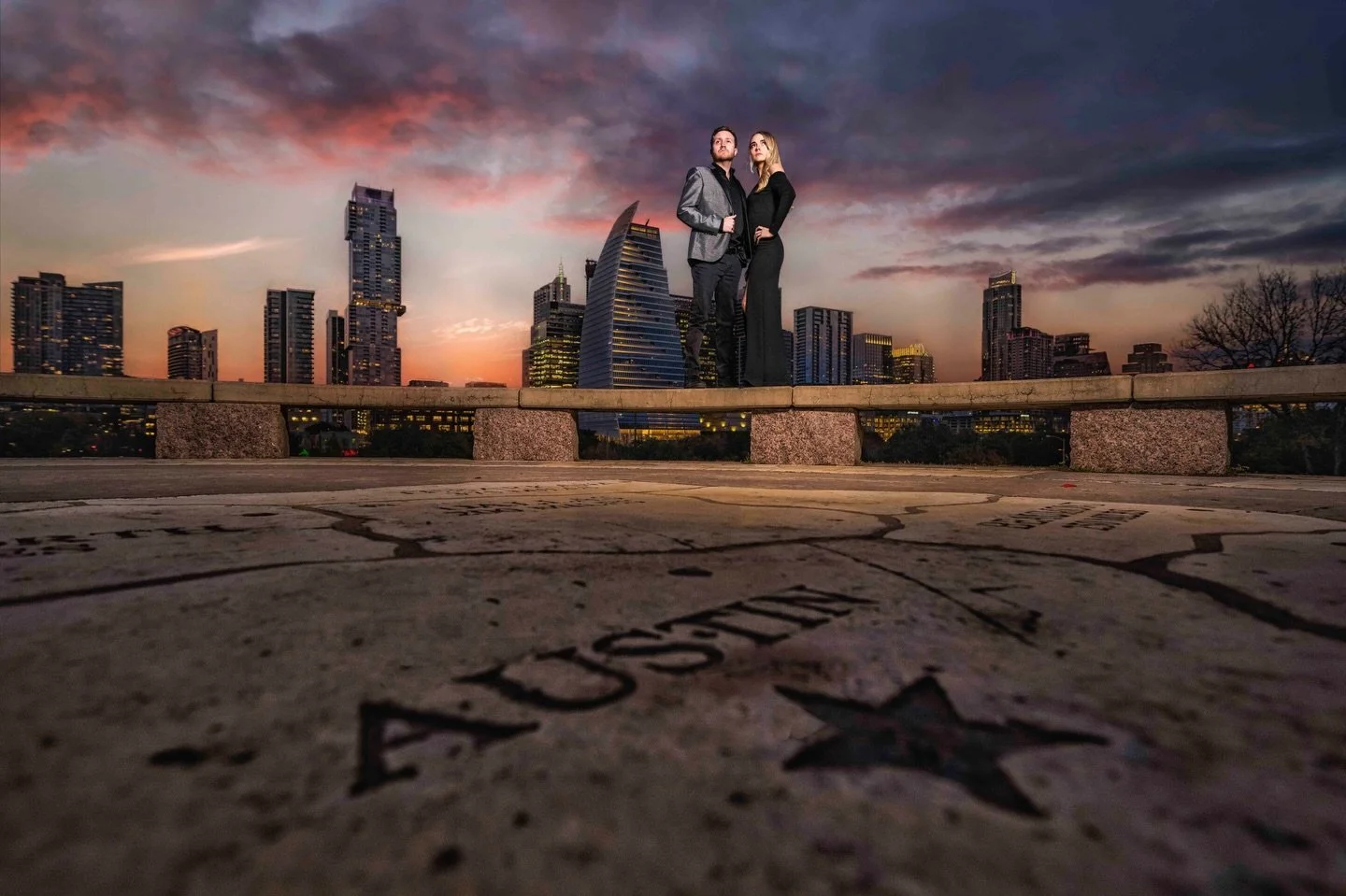 Still on cloud nine celebrating these two 🤍✨

From golden hour skies to the Austin skyline glowing behind them, this engagement session was nothing short of magic. The way they look at each other says it all &mdash; best friends, forever kind of lov