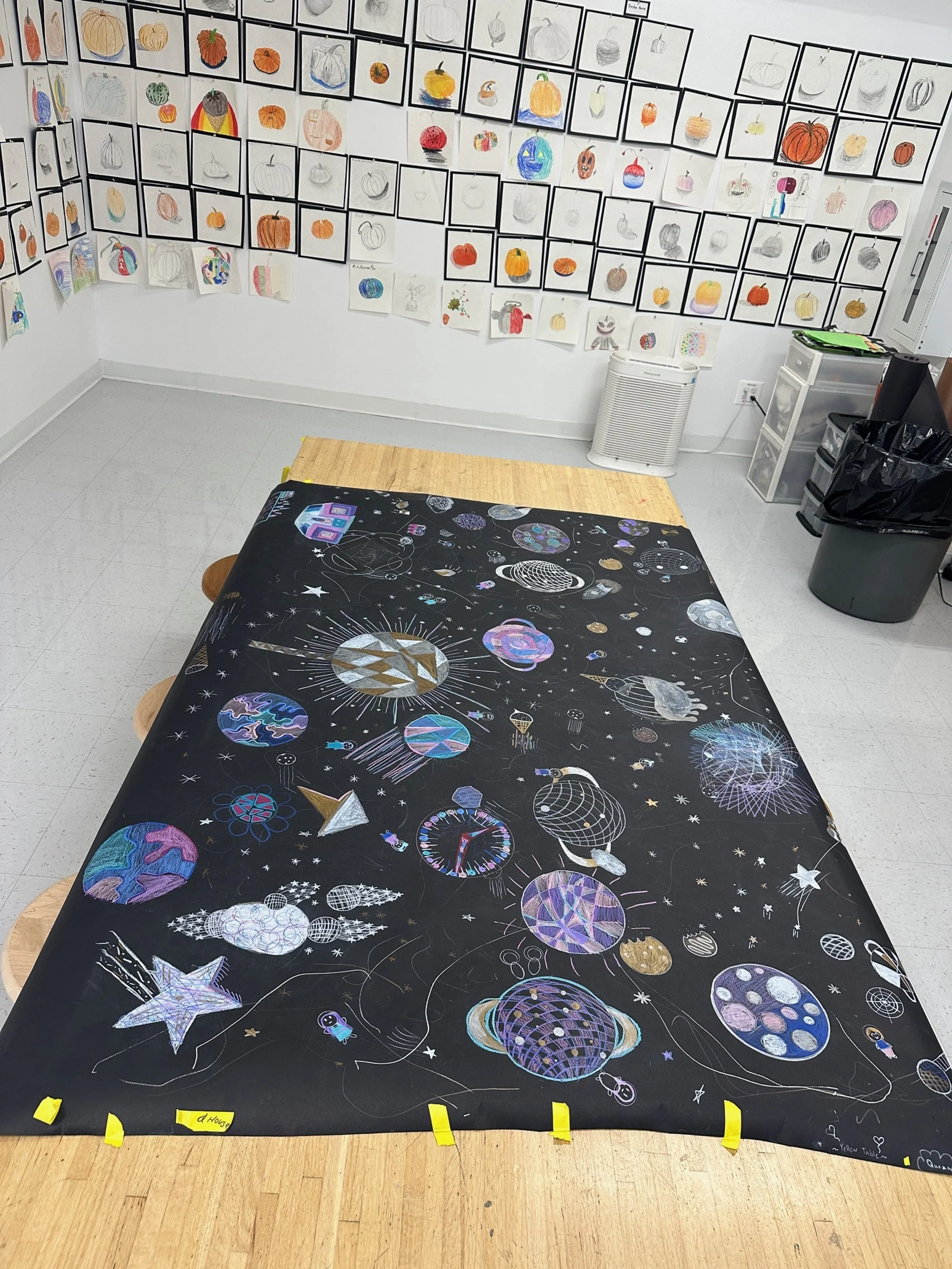 The Dalton School collaborative abstract table drawings Assignment (4th Grade)