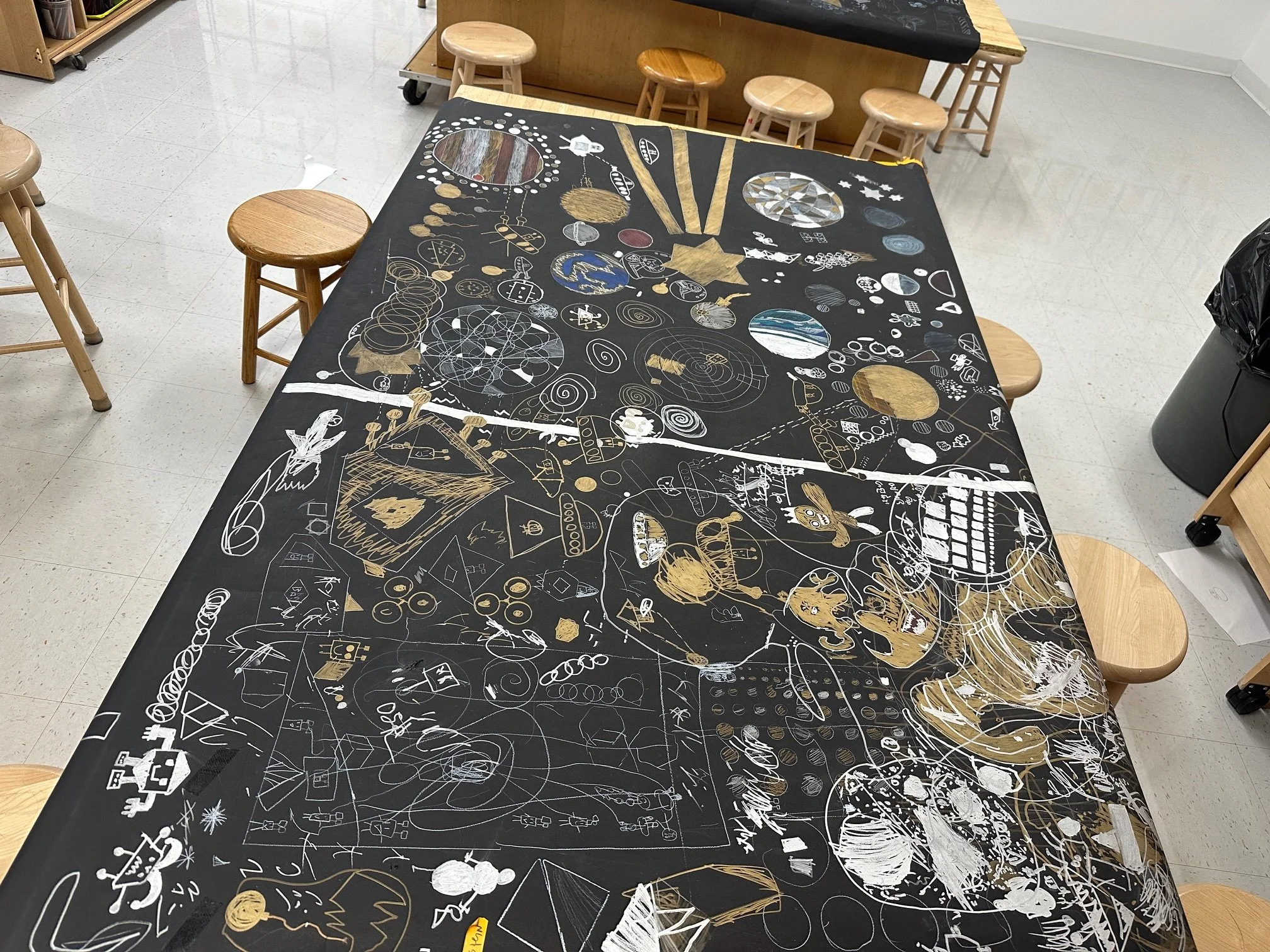 The Dalton School collaborative abstract table drawing Assignment (4th Grade)