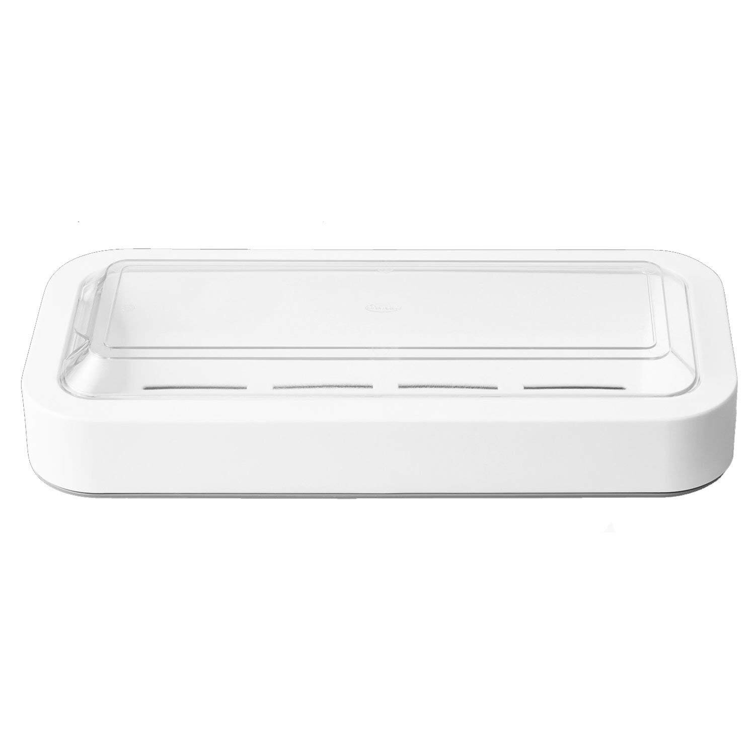  Lid nests snuggly under the base when not in use. 