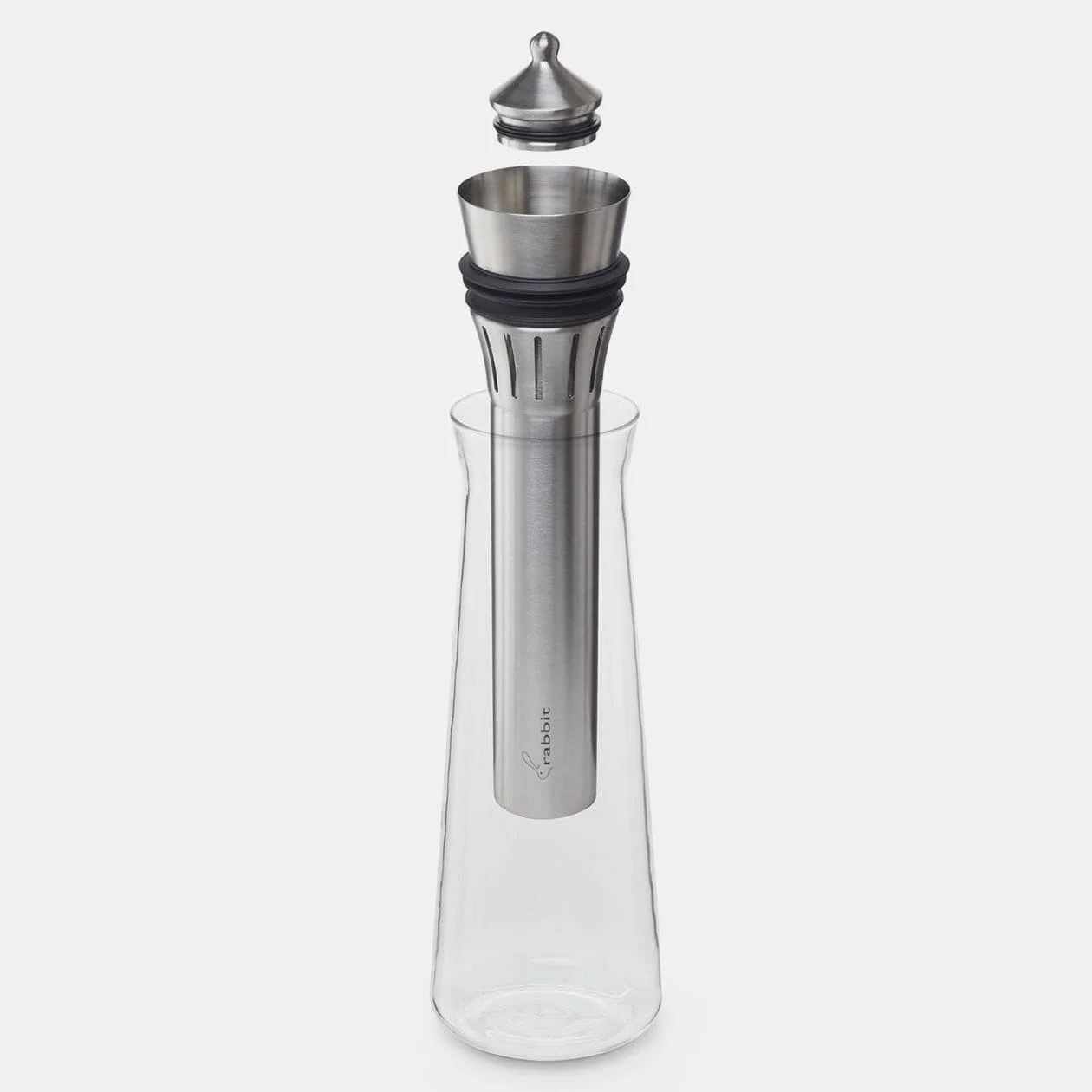 Parts: glass vessel, stainless steel chilling cylinder, and stainless steel stopper 