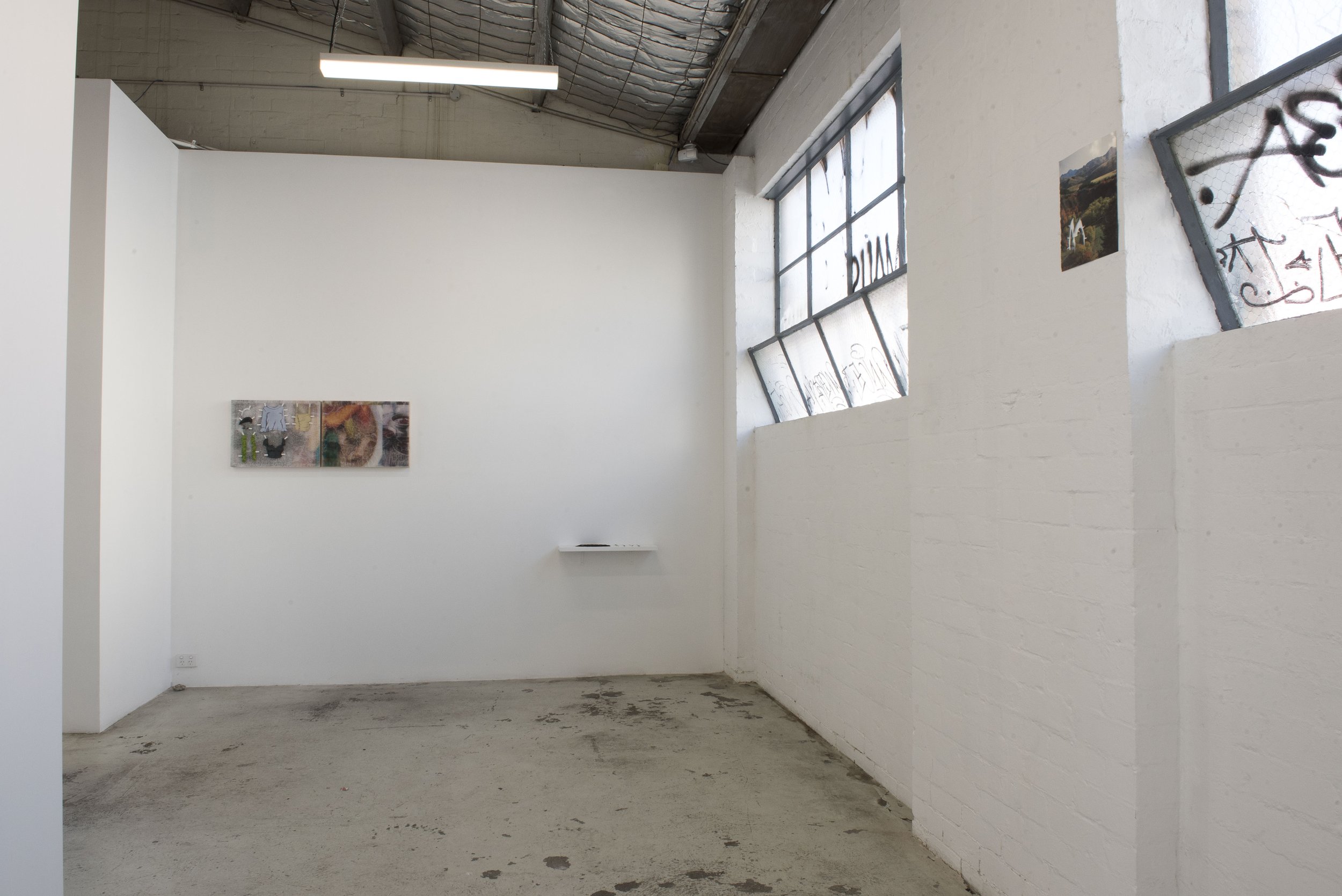   panoply (she dresses up like that to go out for noodles?)     Installation view at TCB.    Image courtesy of Jordan Halsall. 