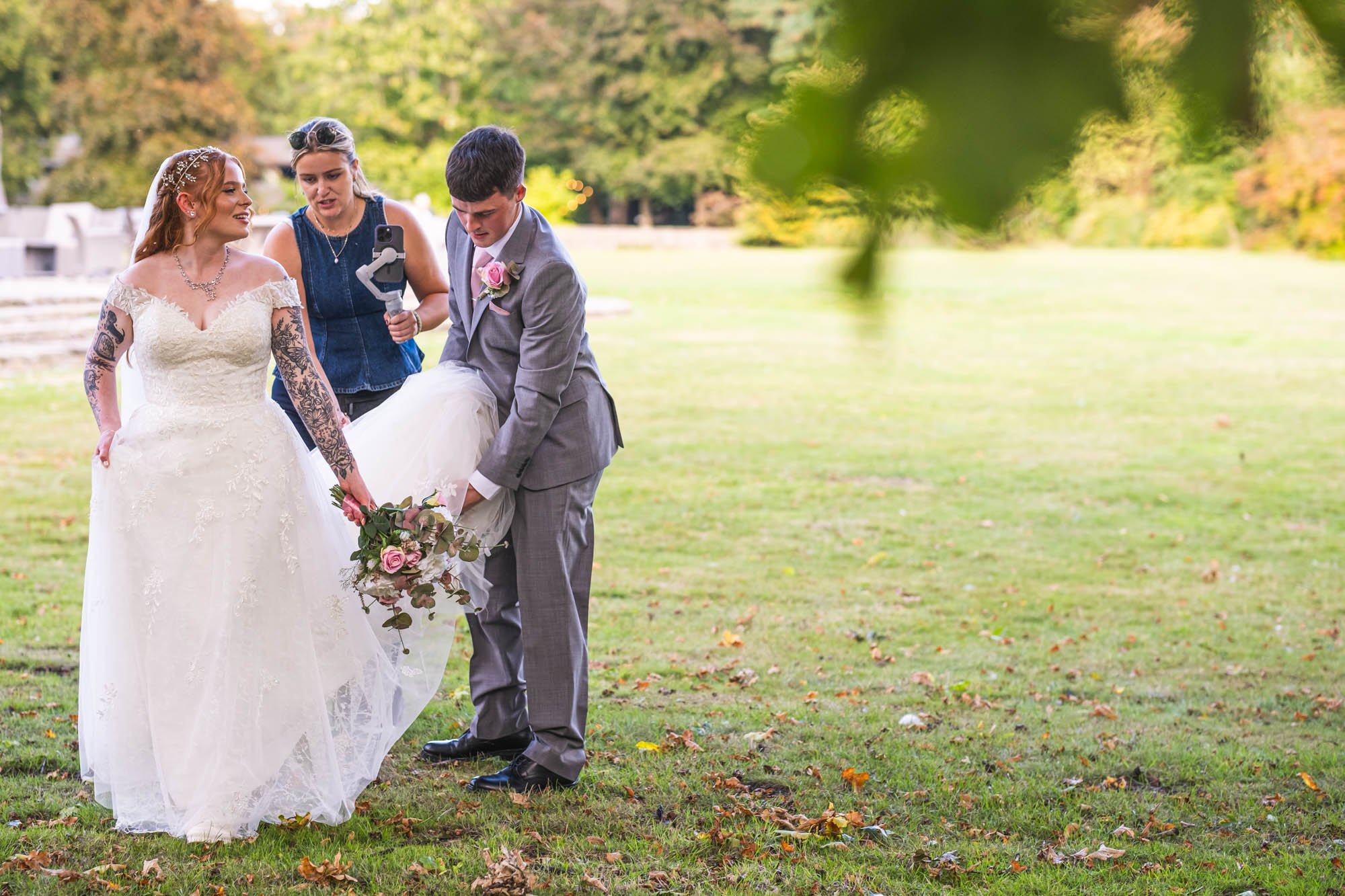 Wedding content creator capturing behind the scenes moments at Oxfordshire wedding