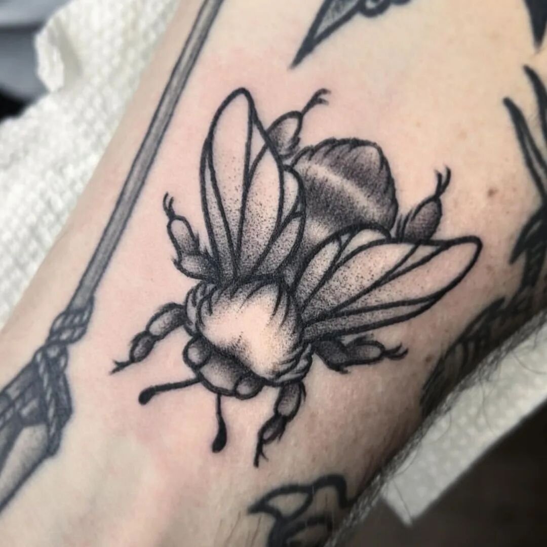 There are a few things better than having a ✨little extra✨ time at the end of an appointment. Especially if it results in one of the cutest, chonkiest bees we have ever seen!

Jess is out here killing it with that soft beautiful shading and crispy cl