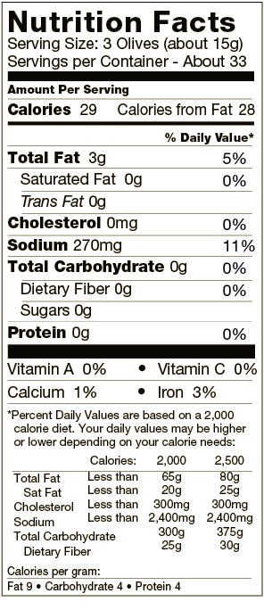Pitted green olives, pitted Kalamta olives, sunflower oil, red wine vinegar, sea salt, oregano, bay leaves, citric, lactic, and ascorbic acidsKeep Refrigerated.  Consume within 5 to 7 days after opening.  May contain pits or pit fragments.  Gluten F…