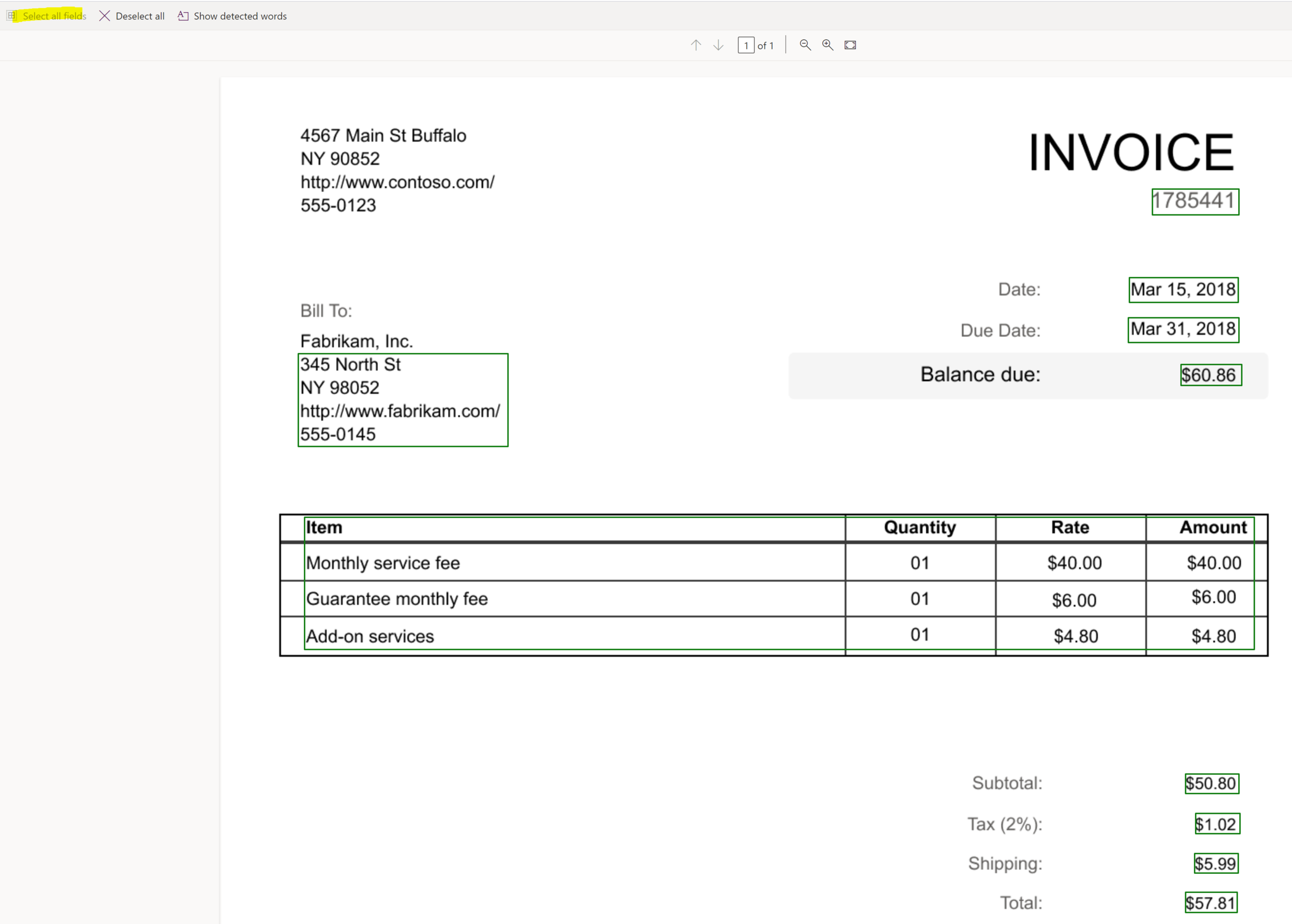 Select fields on the template relevant for you