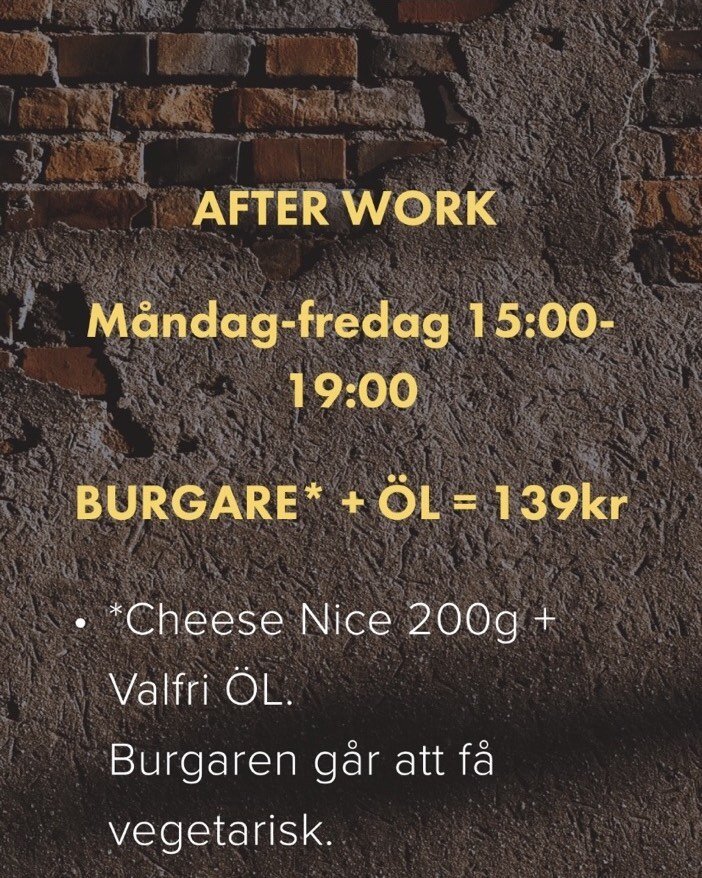 After work dubbelt cheese nice 200g +&ouml;l🍺 endast f&ouml;r 139kr 💥