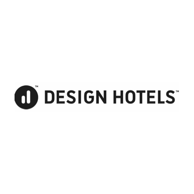 Design Hotels logo with a black circular icon and the words "Design Hotels" in black text.