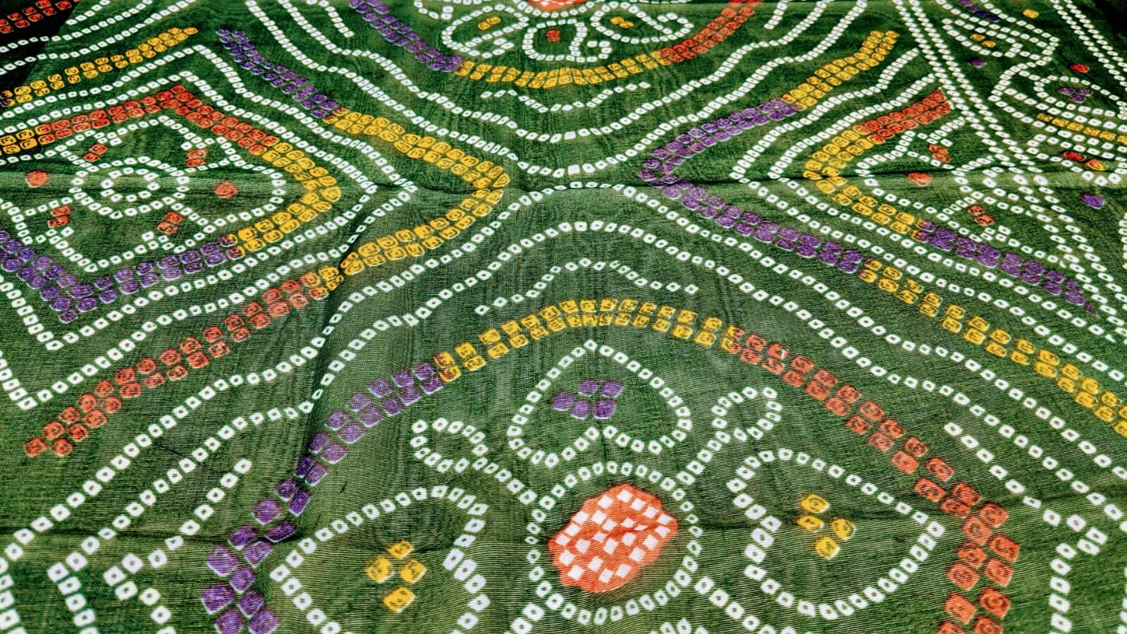 Green Bandhani (Batik) Chiffon