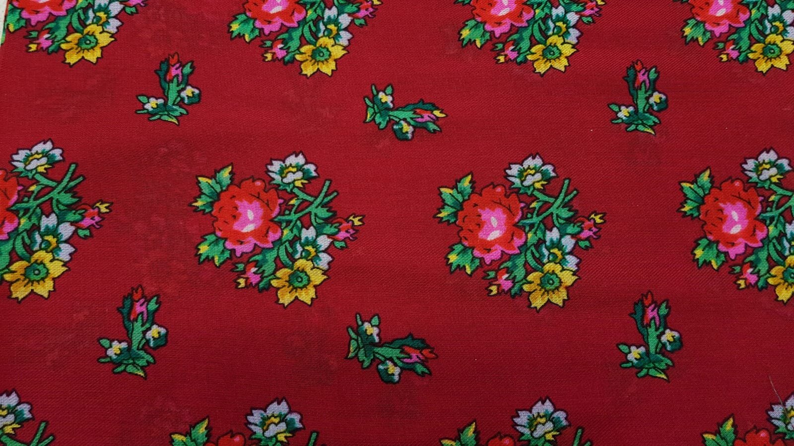 Romanian Maroon Floral Acrylic Serge
