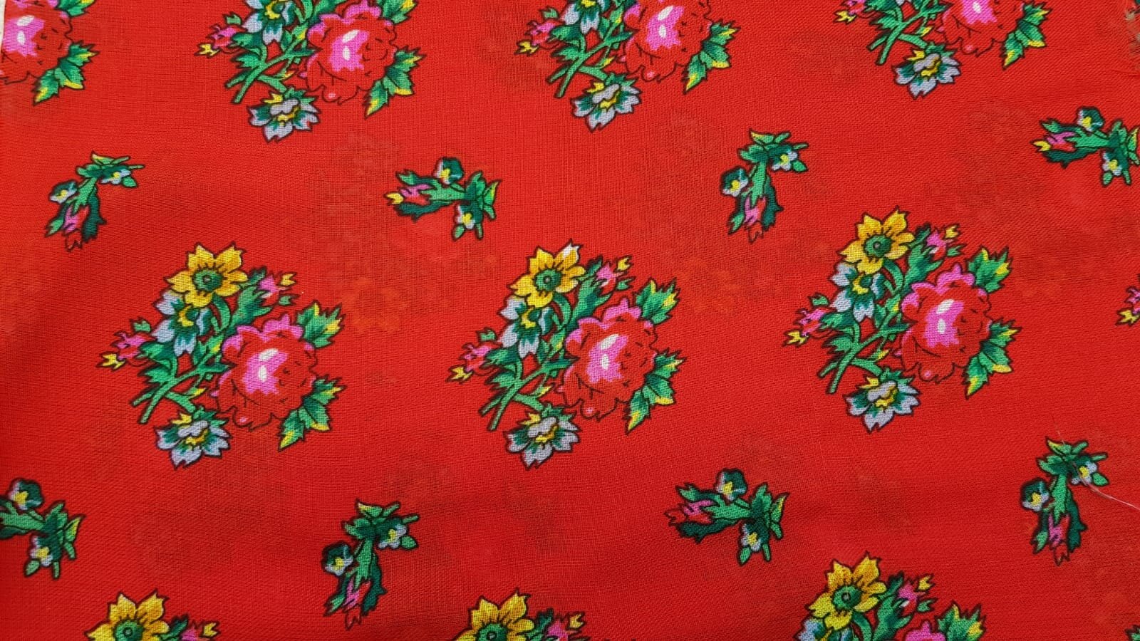 Romanian Red Floral Acrylic Serge