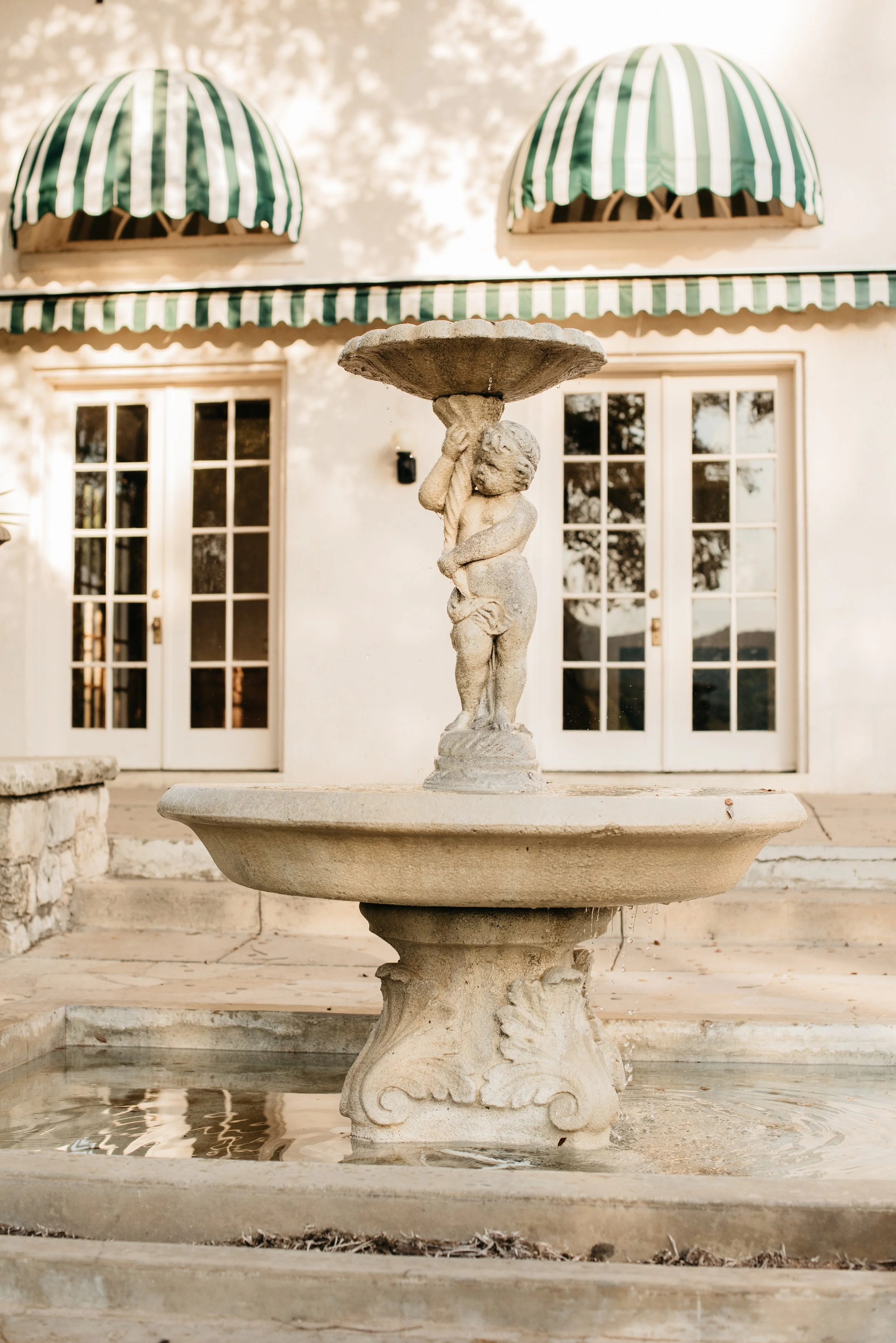 Fountain at unique Austin wedding venue