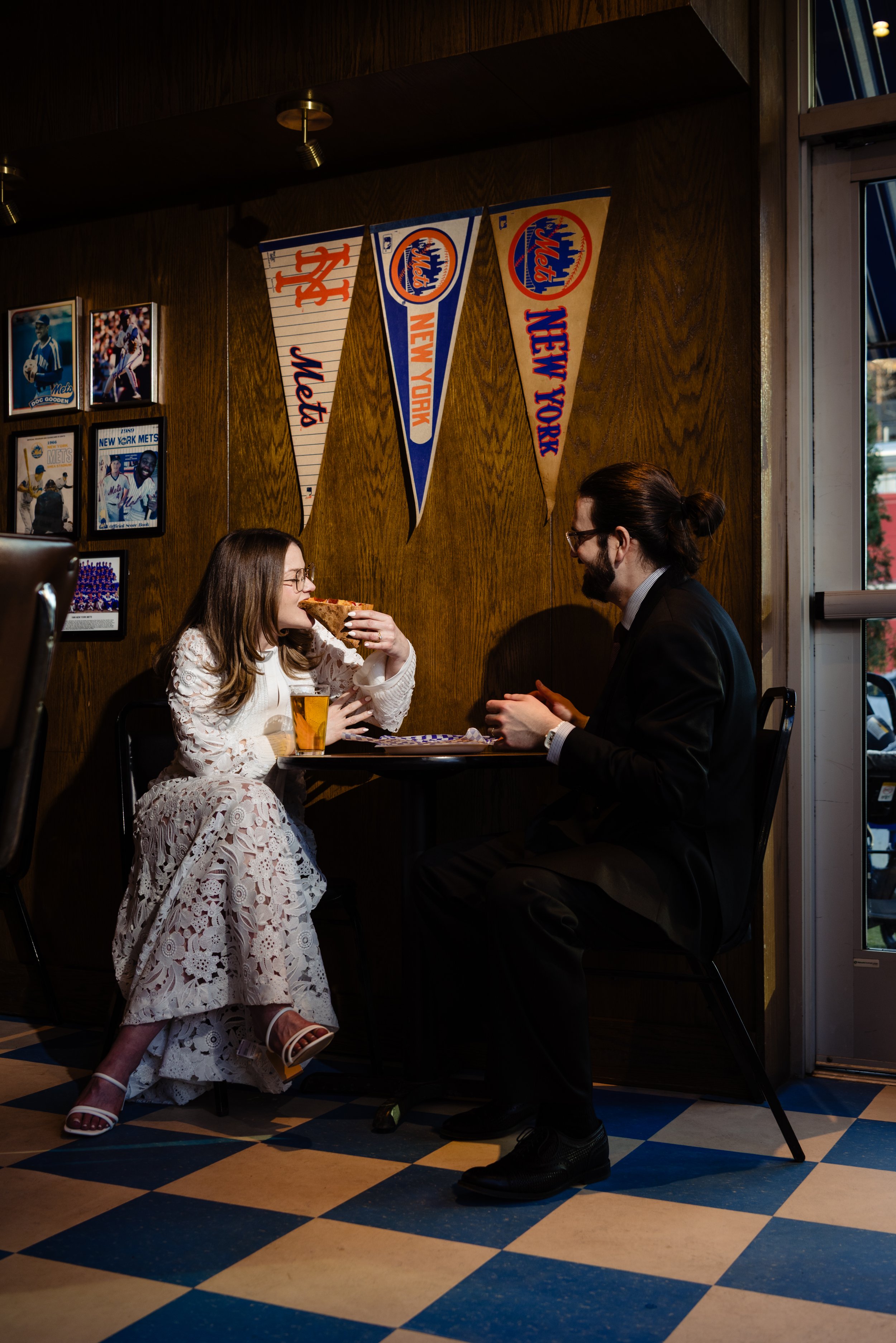  Newlyweds eating pizza in Austin 