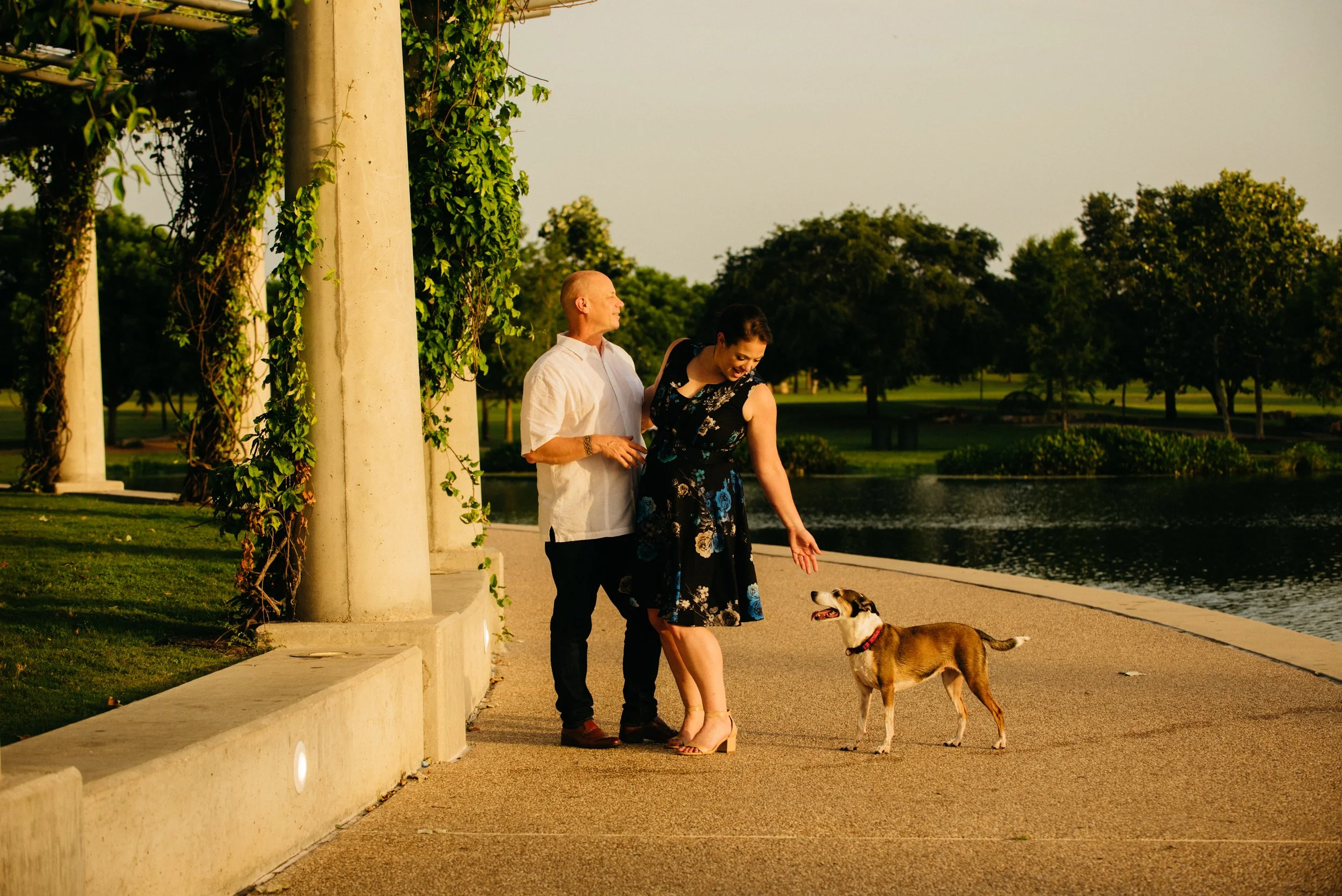  Golden hour engagement session with dog 