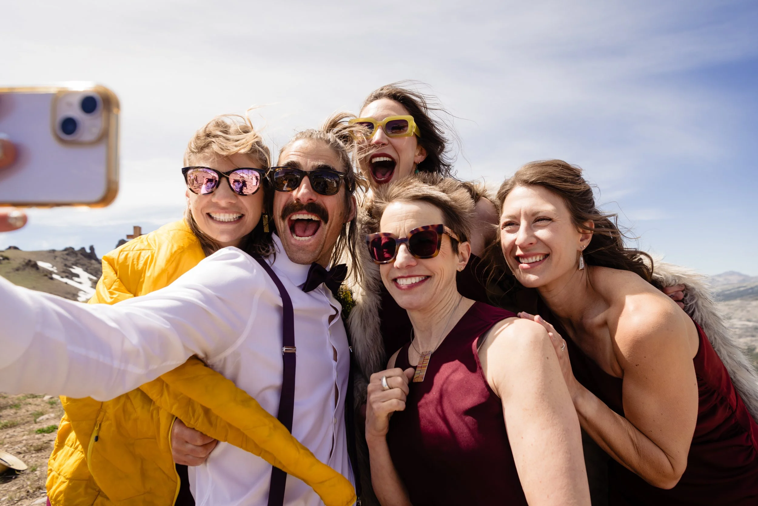  Super fun bridal party taking a selfie 
