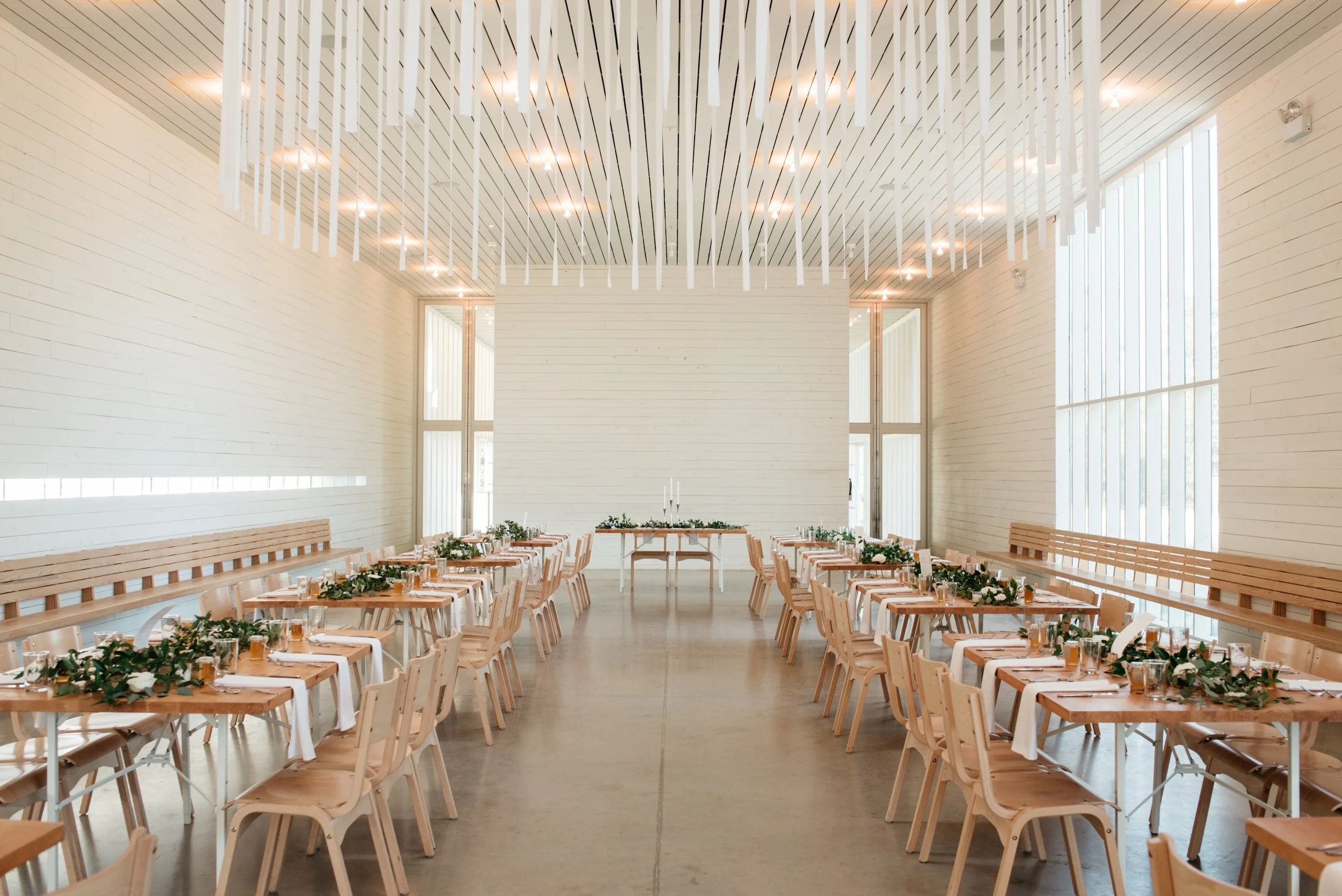 The interior of a modern and unique Austin wedding venue