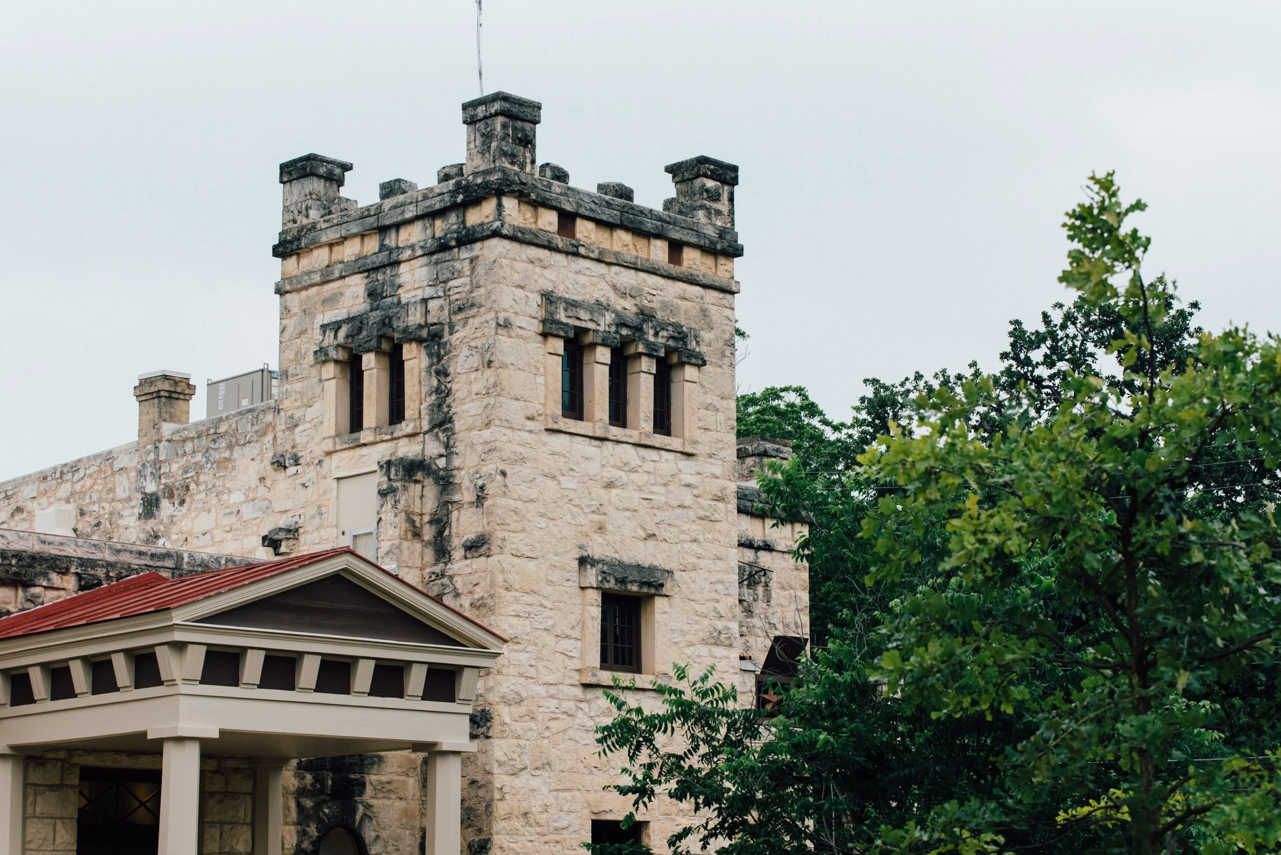 The front of the Elisabet Ney Musuem during restoration in Austin