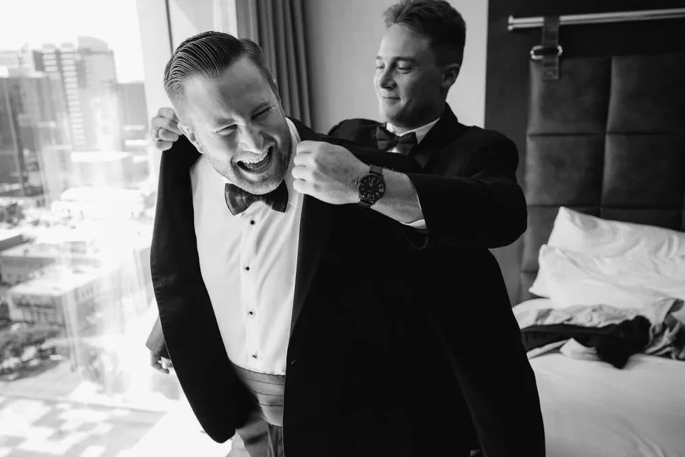 Groom getting ready