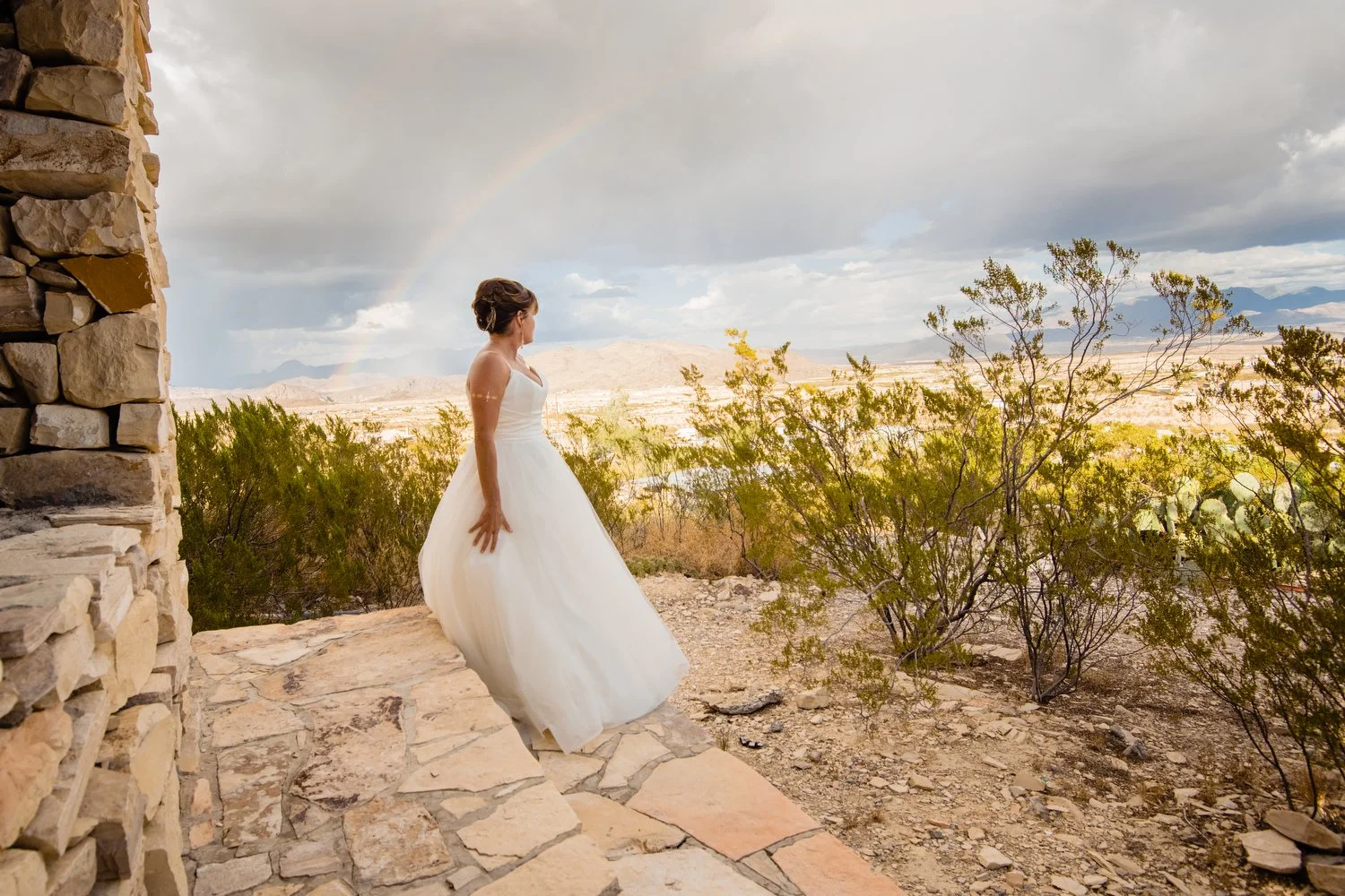 Terlingua wedding with rainbow