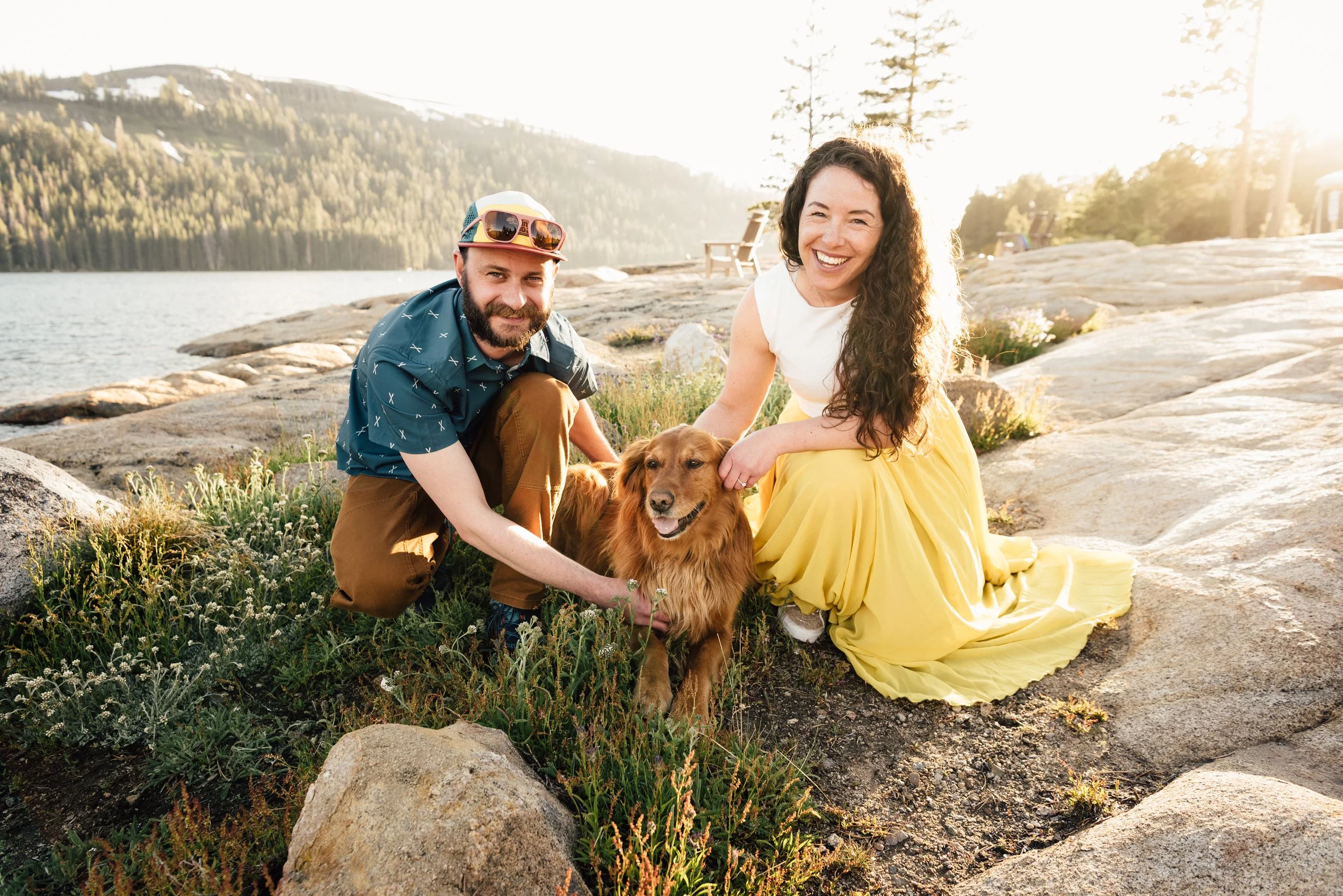 Sweet couple with their avalanche rescue dog