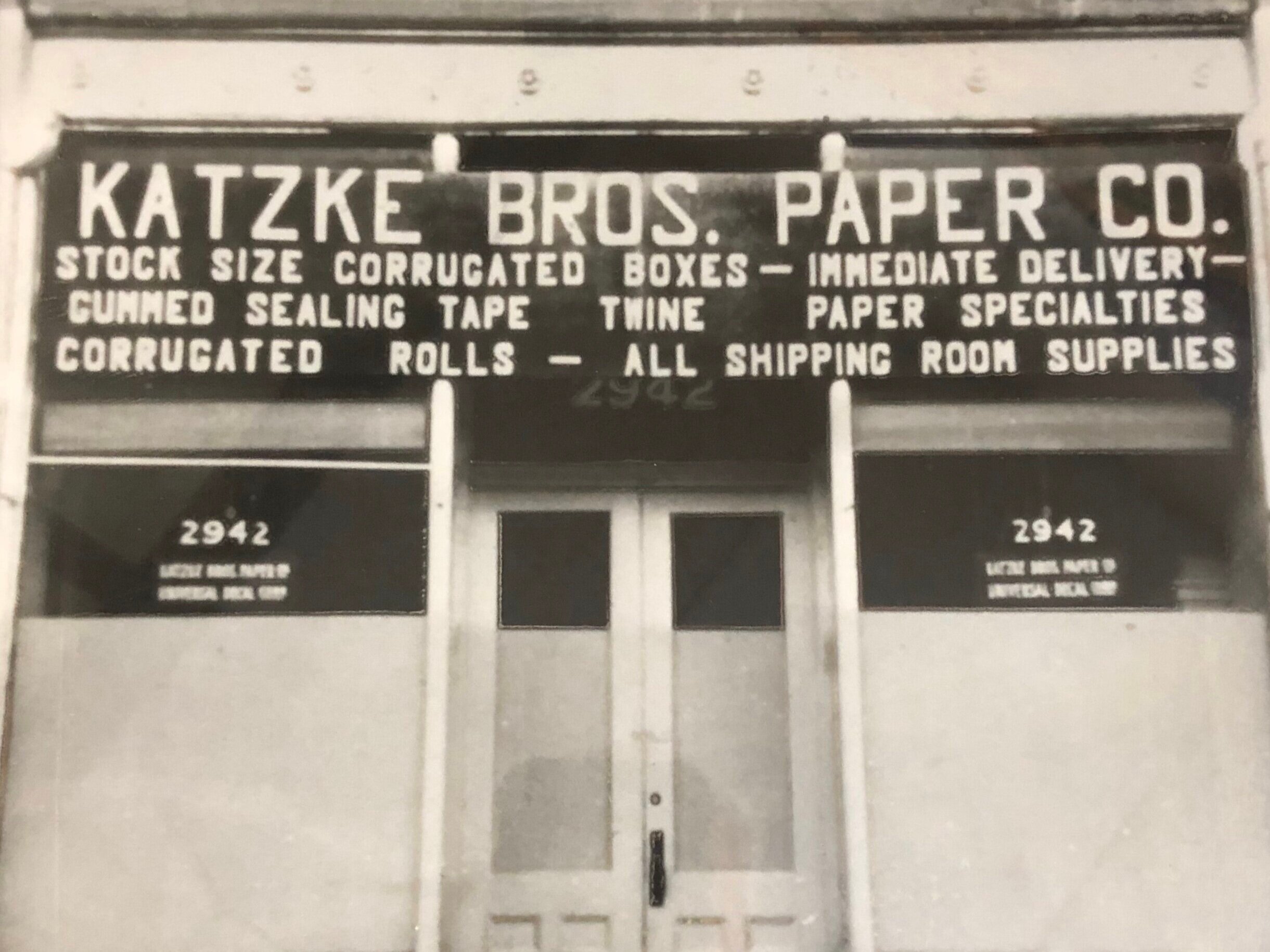 February 1948 - After World War II, Clarence and Bob Katzke came from Illinois to Denver and opened the 14th Avenue Auto Hospital, an auto repair shop. With business not exactly booming, they made ends meet by selling shipping supplies from their garage. Over time, it became apparent that the brothers were much better at selling boxes than fixing cars. It was in February of 1948, Katzke Bros. Paper Co. officially opened for business. As 