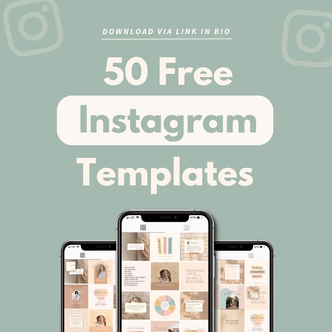 Ready to take your Instagram game to the next level? 📲🌟💥 I've got just the thing! 

My FREE download of 50 Gorgeous Canva Instagram Templates are here to help your business stand out online. 🎨💻🚀 

From stunning graphics to eye-catching layouts,