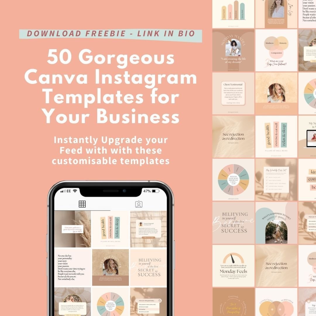 Looking to elevate your Instagram game? 

Look no further than my FREE download of 50 gorgeous Canva templates for your business! 

From stunning graphics to eye-catching layouts, these templates will take your content to the next level. 

🚀💪 Downl