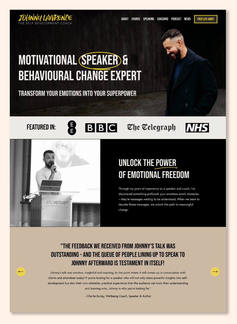 Johnny Lawrence, Speaker & Coach