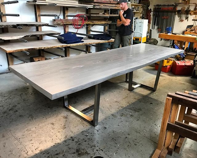 We were very happy with the result in the grey cerused finish on this giant Ash slab. 10&rsquo; x 44&rdquo;. Custom finish by special request. The possibilities are endless. &bull;
&bull;
&bull;
#cerused #cerusedfinish #customdesign #custommade #fine