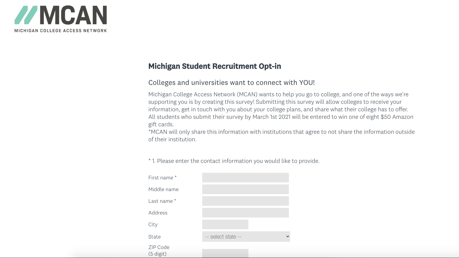 Michigan Student Recruitment Survey