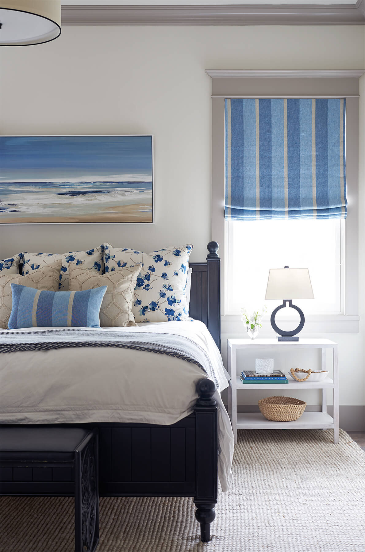 Blue and white master bedroom in Danville, CA.