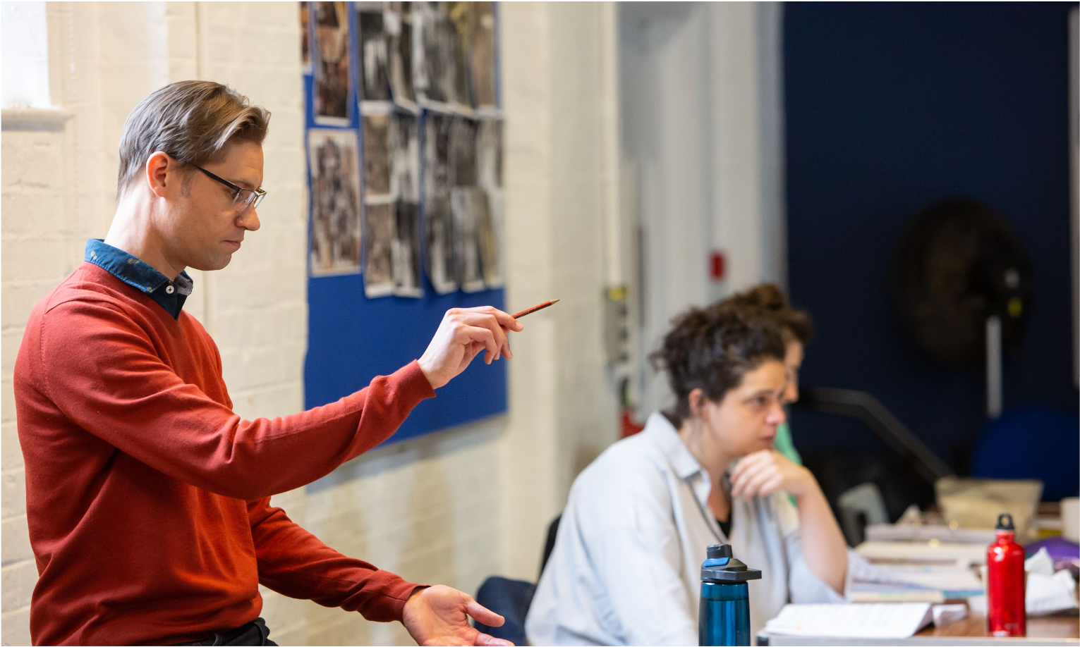  Rehearsing Don Giovanni with director John Wilkie and language coach Matteo dalle Fratte at Opera North 